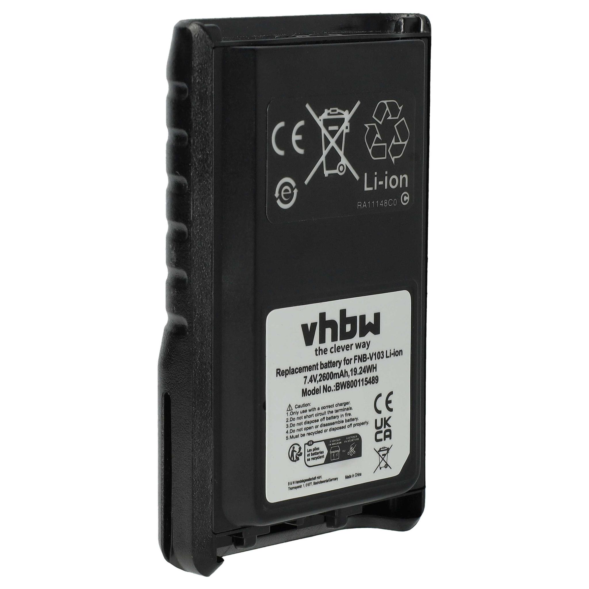 Vhbw Akku Ersatz Für Yaesu / Vertex Fnb-v103 Fnb-v104, Fnb-v103li, Fnb-v104li Für Funkgerät, Walkie Talkie (2600 Mah, 7,4 V, Li-ion)