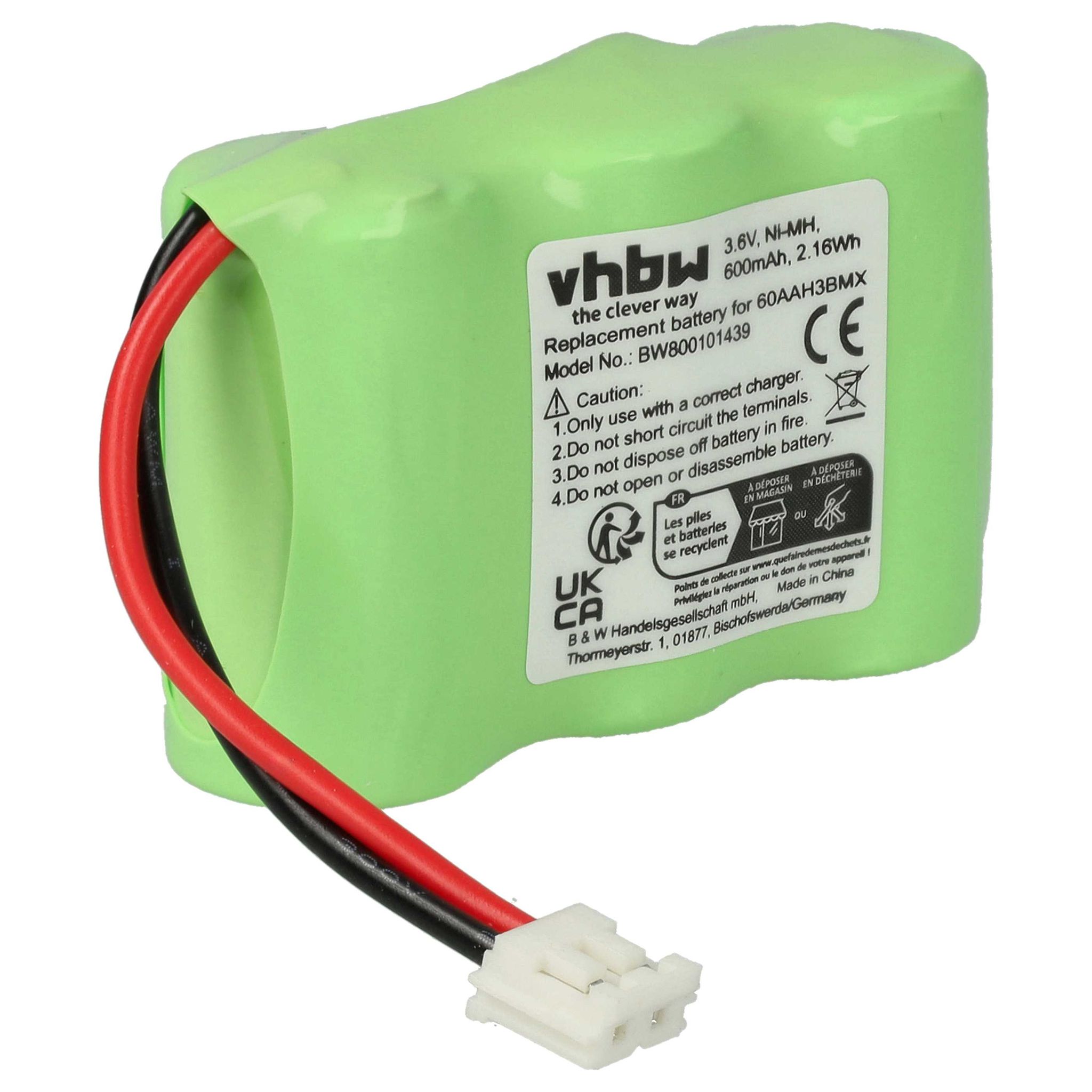 Vhbw - Akku Kompatibel Mit Alcatel Eole 200, Eole 300, Eole 400 Schnurlos Festnetz Telefon (600 Mah, 3,6 V, Nimh) - Ersatz Für 60aah3bmx, Hsc22, V30145-k1310-x147, C39453-z5-c193