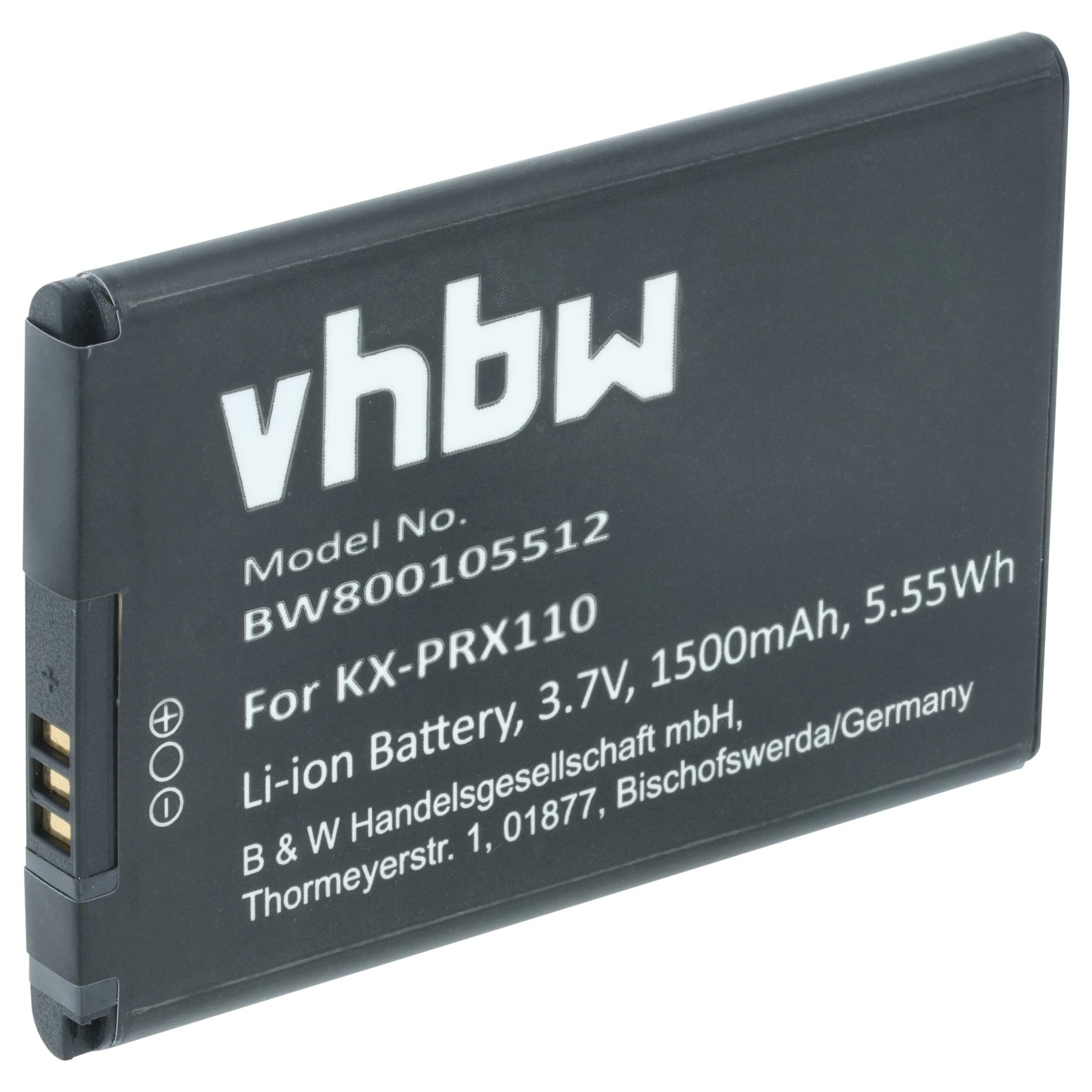 Vhbw - Akku Kompatibel Mit Panasonic Kx-pra15, Kx-pra15exb, Kx-prx110, Kx-prx110gw Schnurlos Festnetz Telefon (1500mah, 3,7v, Li-ion)