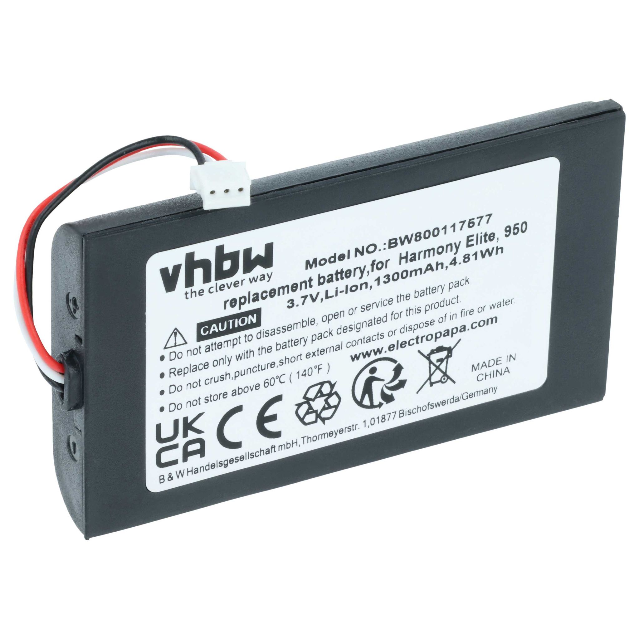 Vhbw Akku Ersatz Für Logitech 623158 533-000128 Für Fernbedienung Remote Control (1300 Mah, 3,7 V, Li-ion)
