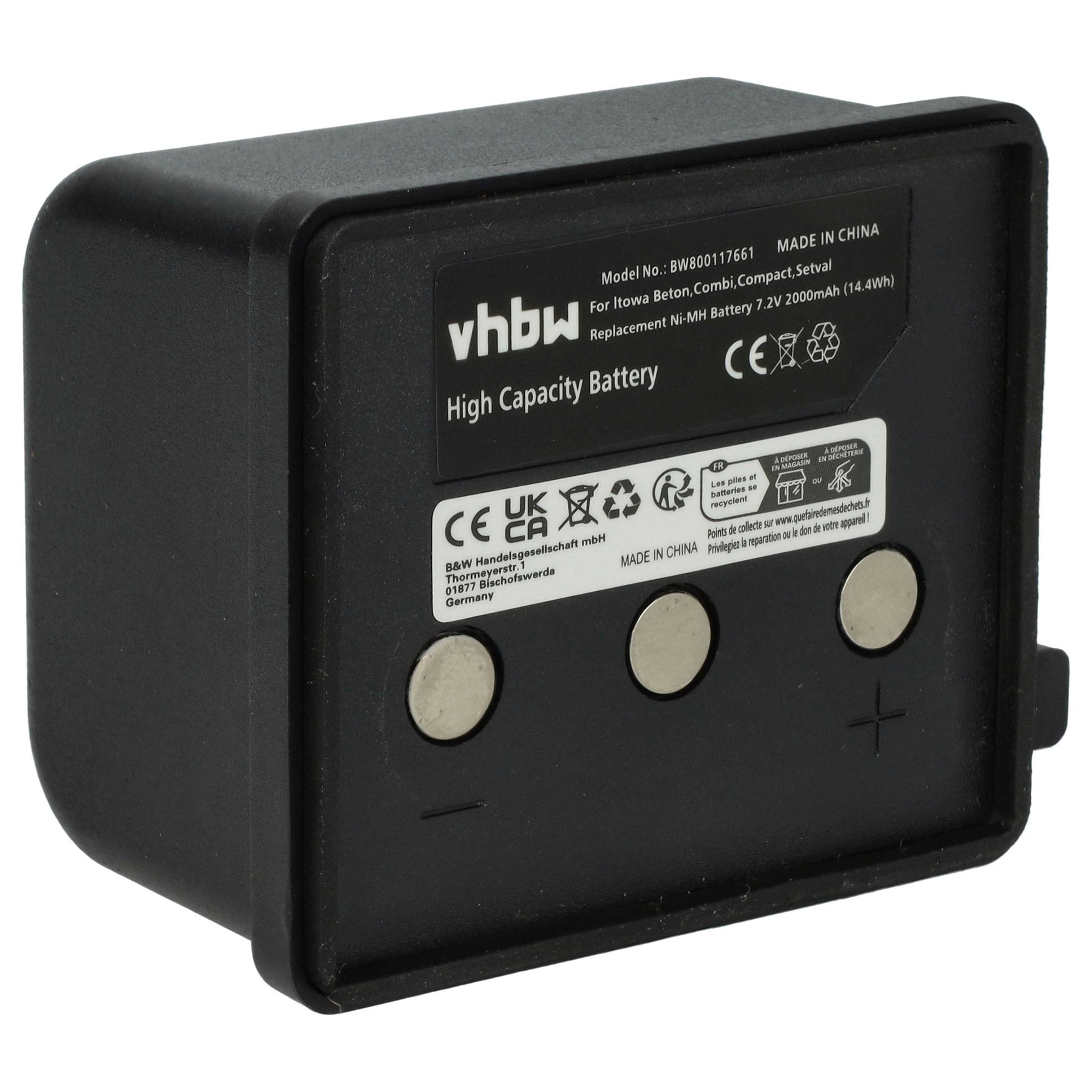 Vhbw - Akku Ersatz Für Itowa Bt7223, Bt7223mh Für Fernbedienung Remote Control (2000 Mah, 7,2 V, Nimh)