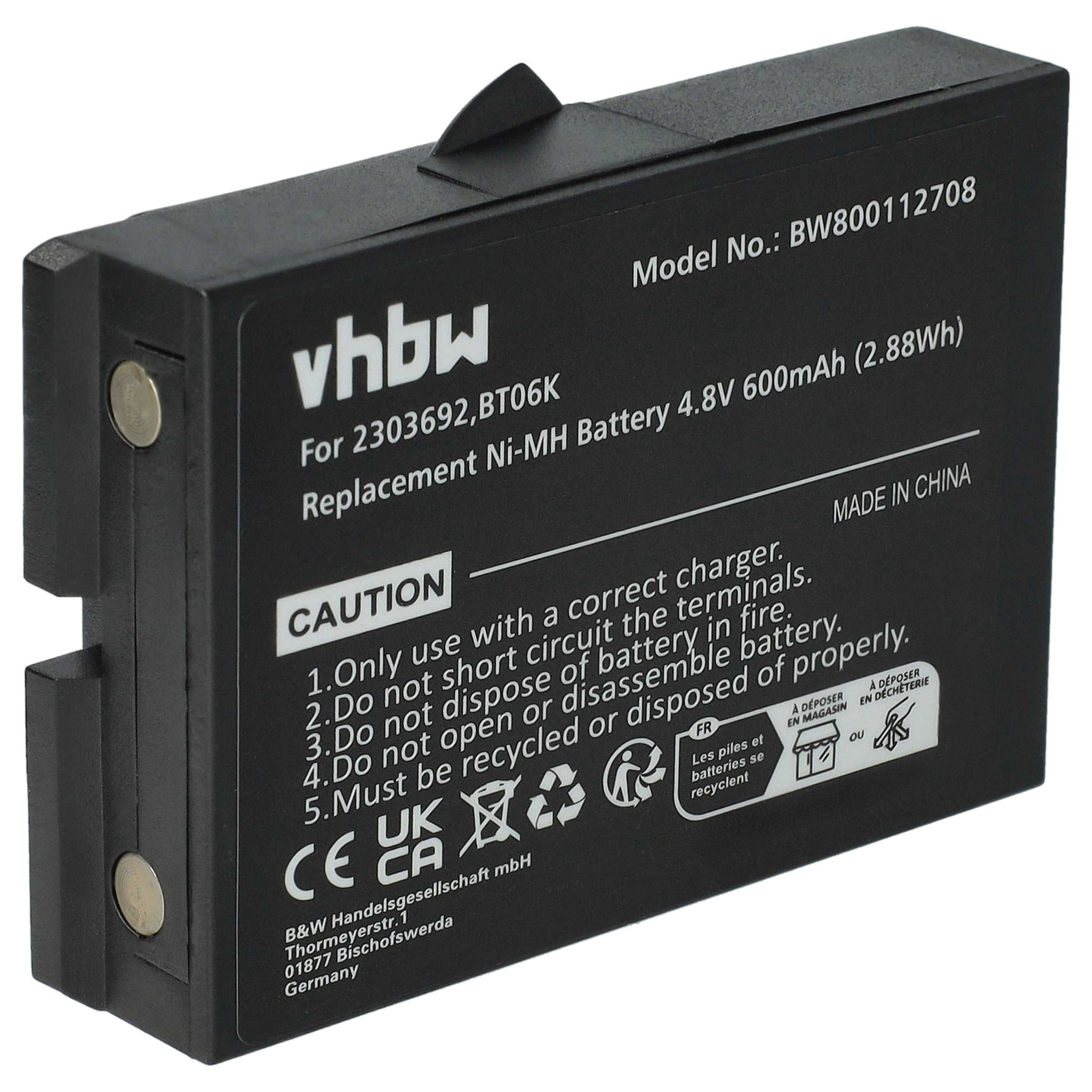 Vhbw Akku Kompatibel Mit Ikusi Tm70/1 Tm70/2 Industrie-funkfernsteuerung Fernbedienung (600 Mah, 4,8 V, Nimh) - Ersatz Für Bt06k, 2303692