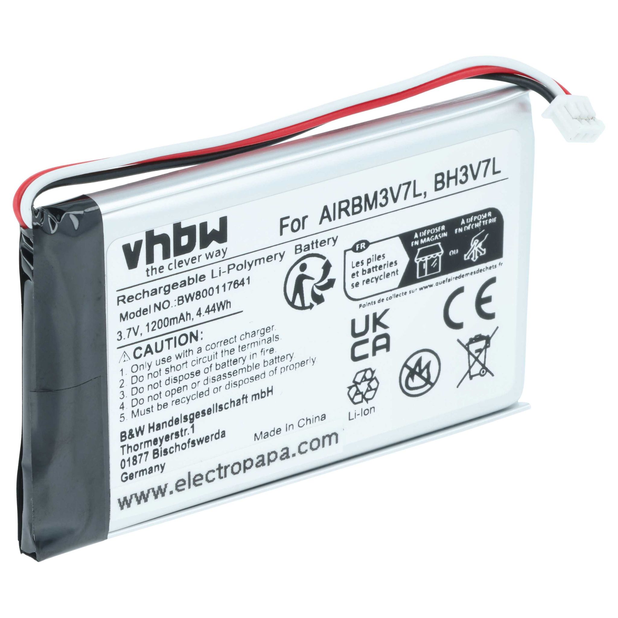 Vhbw - Akku Ersatz Für Autec Bh3v7l Für Industrie-funkfernsteuerung Fernbedienung (1200mah, 3,7v, Li-polymer)