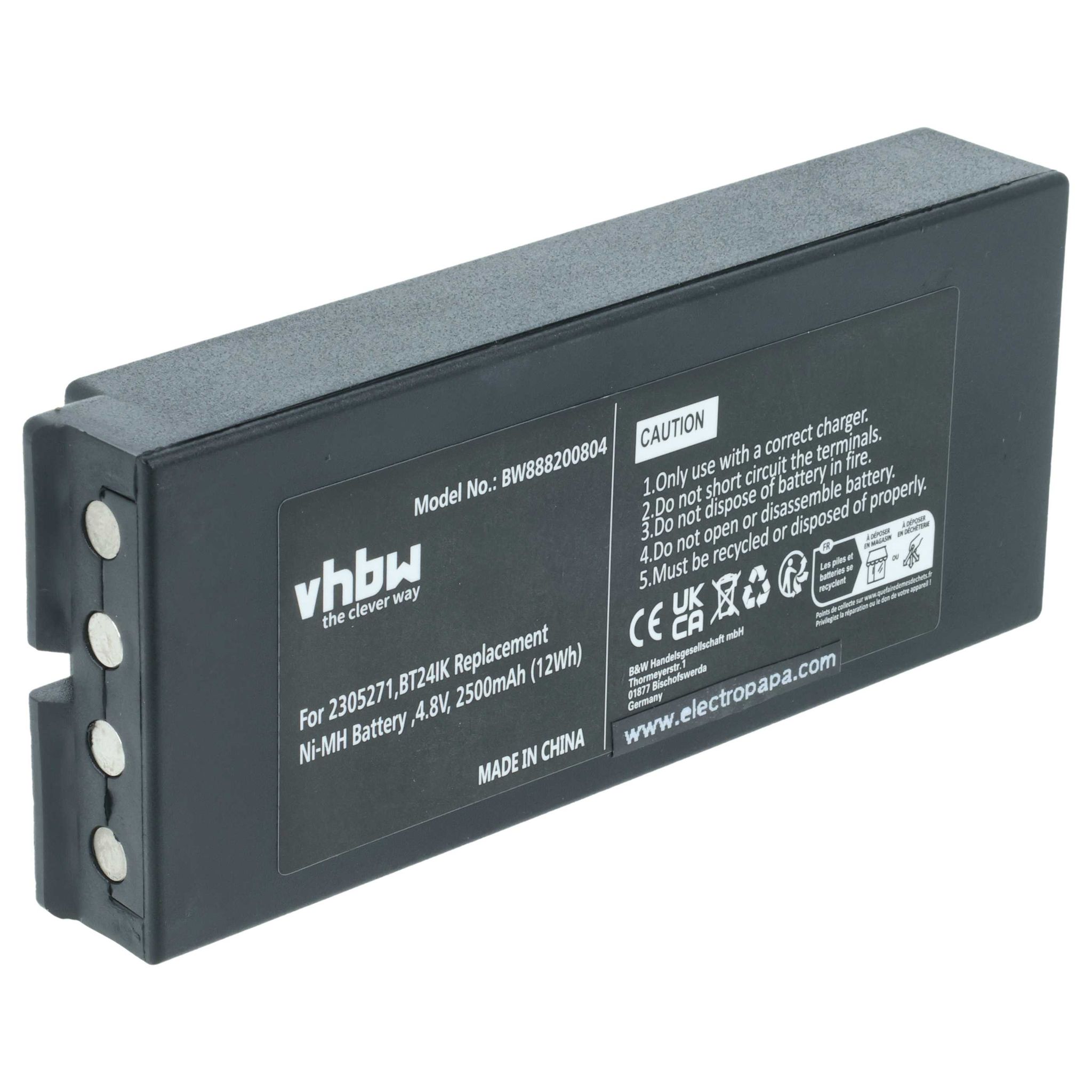 Vhbw - Akku Kompatibel Mit Danfoss Tm70/3, Tm70/8, T70 Console Box Industrie-funkfernsteuerung Fernbedienung (2500 Mah, 4,8 V, Nimh) - Schwarz