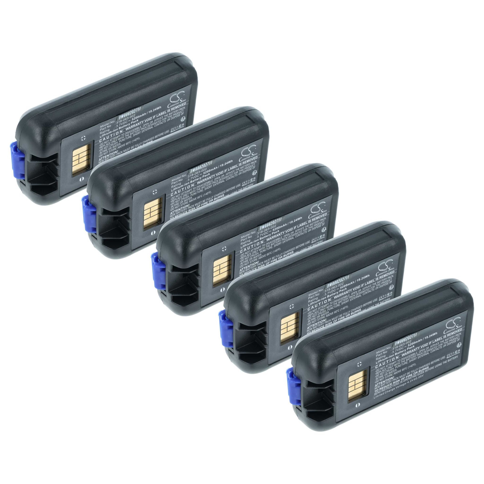 Vhbw 5x Akku Ersatz Für Honeywell 318-034-001 318-034-013, 318-034-003, 318-034-023 Für Handheld Computer Scanner (5200 Mah, 3,7 V, Li-ion)