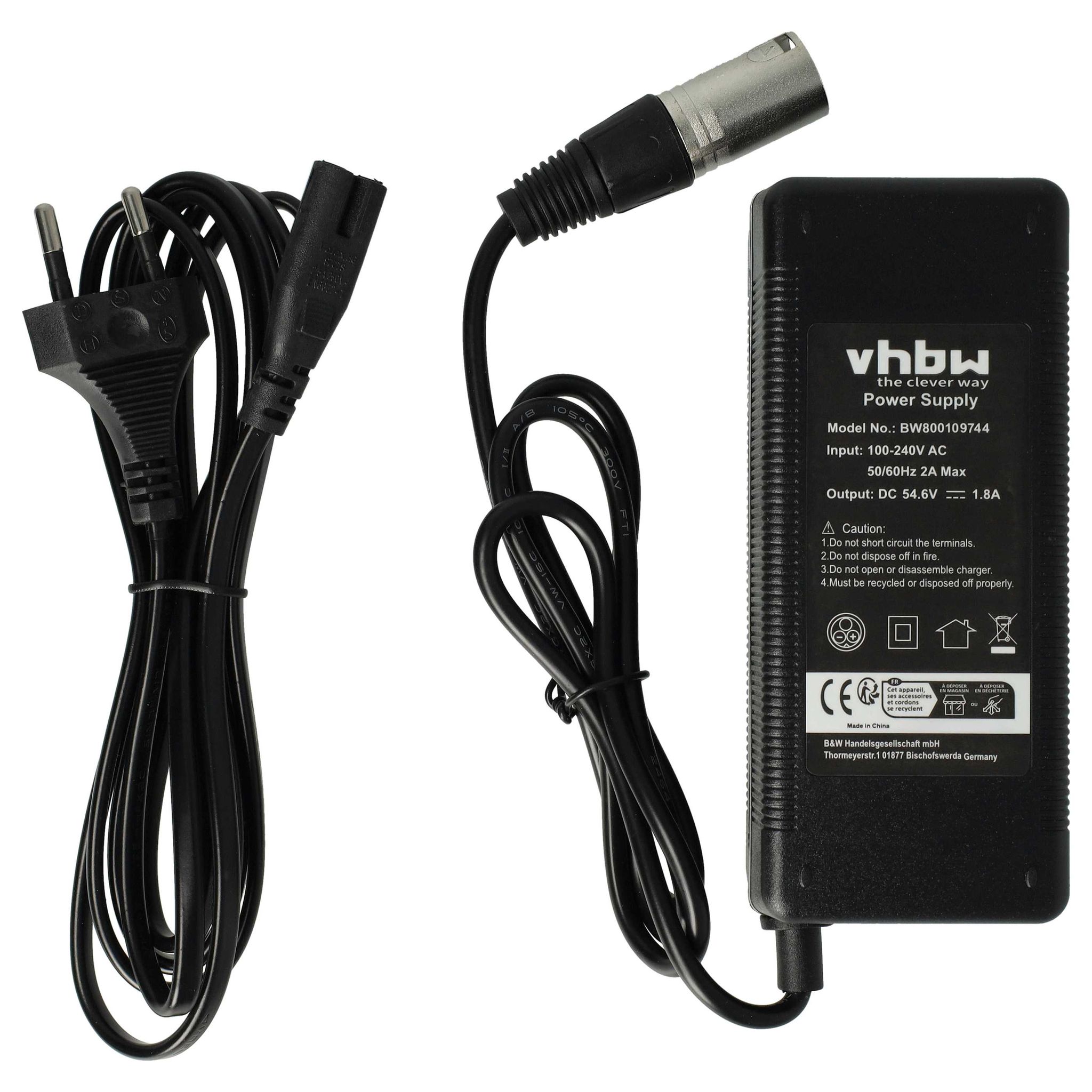 Vhbw 1x Ladegerät Kompatibel Mit Ncm Essen Ab 2015 Fahrradakkus E-bike - Für 48 V Akkus, Mit Xlr Anschluss 100 W