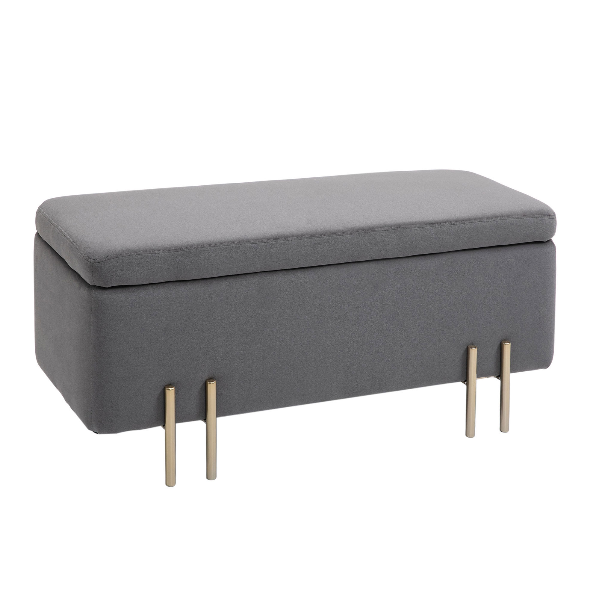 Sitzbank Mit Stauraum Polsterbank Mit Samtoptik, Sitztruhe Mit Metallbeine, Truhenbank Für Wohnzimmer Schlafzimmer Flur 100 X 40 X 42 Cm, Dunkelgrau - Homcom