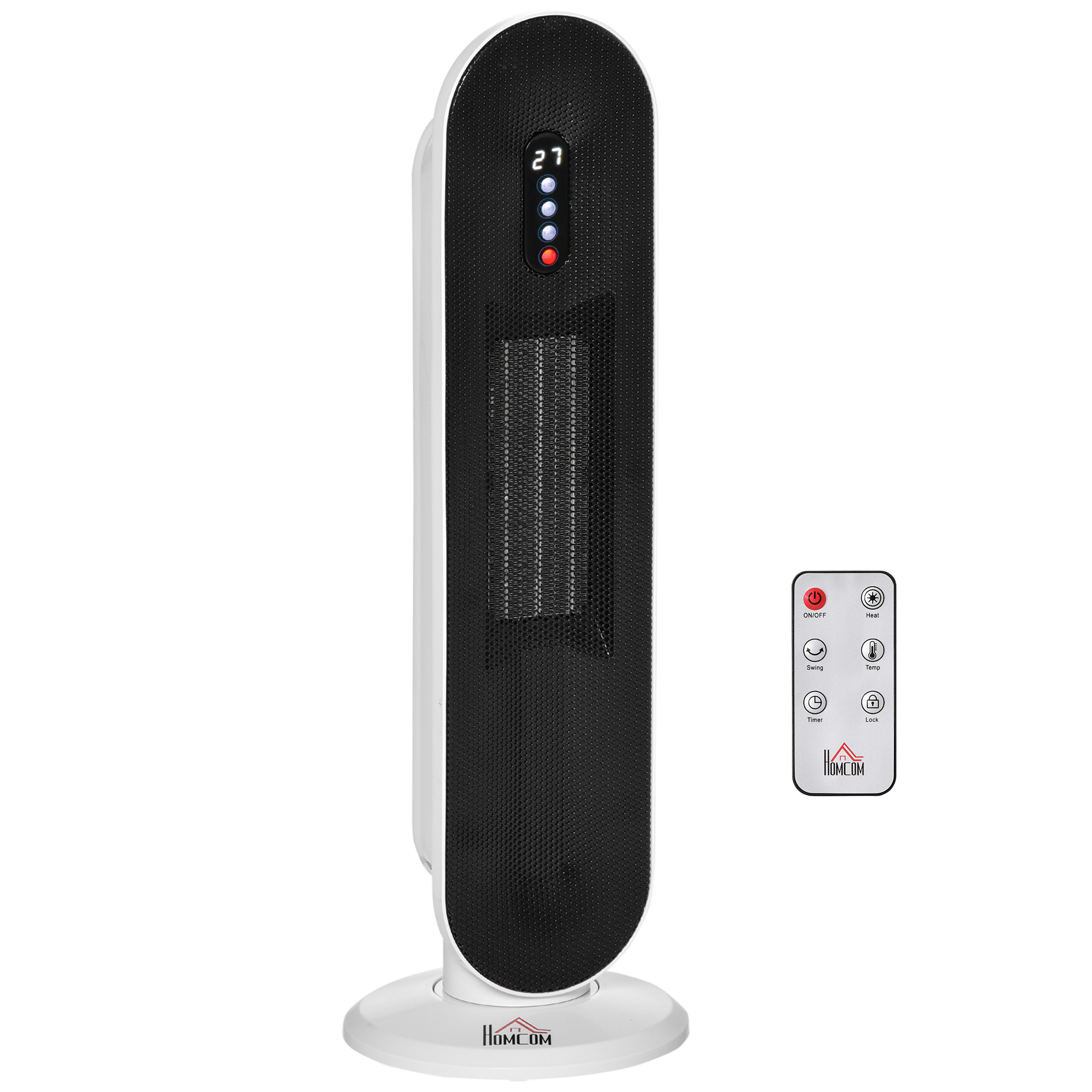Heizlüfter 24h Stunden-timer 2000w 2 Modi Oszillation Metall Weiß + Schwarz