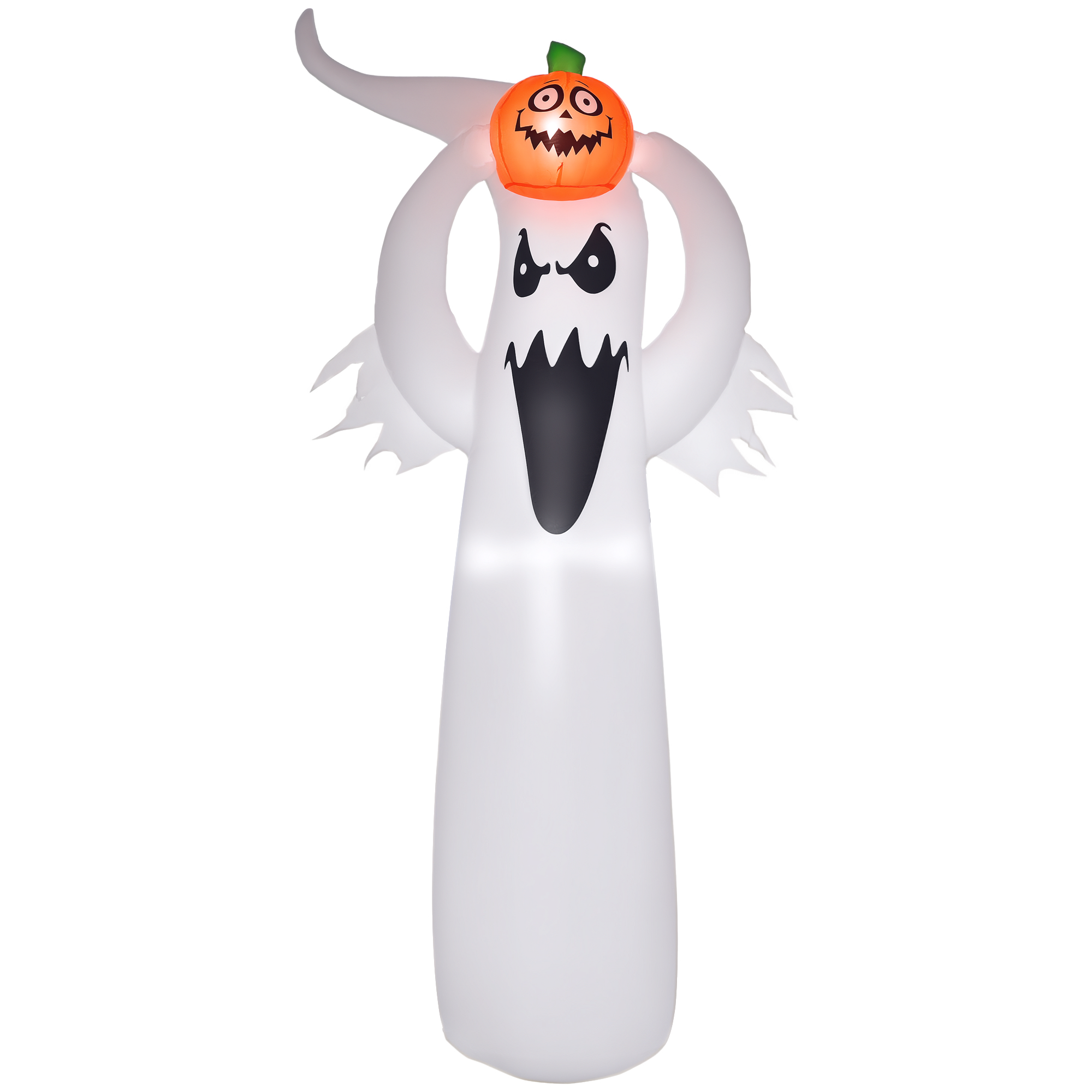 Halloween Aufblasbares Gespenst 1,8 M Dekoration Mit Leds Weiß + Orange Polyester 80 X 40 X 180 Cm - Homcom