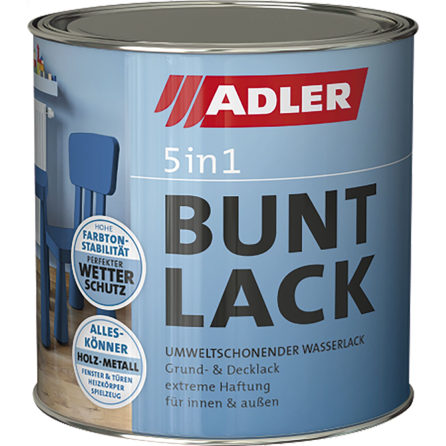 Adler 5in1 Buntlack - Grund- Und Decklack Mit Grundierwirkung Für Diy Ral6005 Moosgrün 375ml