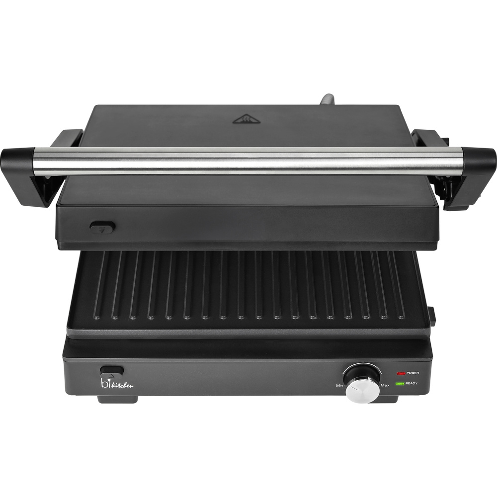 Bikitchen Grill 200 Elektro Kontaktgrill Kontrollleuchte, Klappbar, Stufenloser Temperaturregler Sc