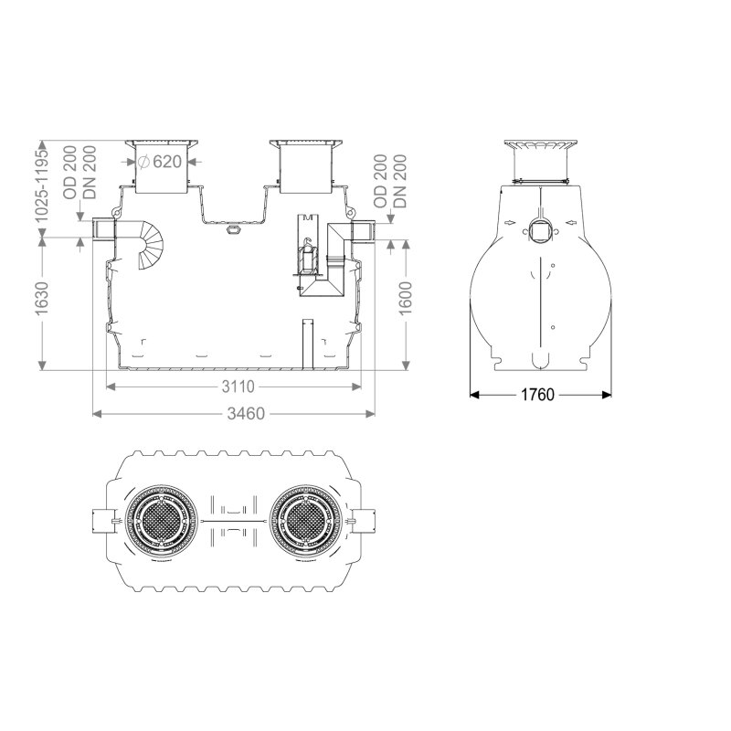 -öl-/benzinabscheider Easyoil Ground, Ns 15, Sys. B, 5800 L, Bel.kl. D