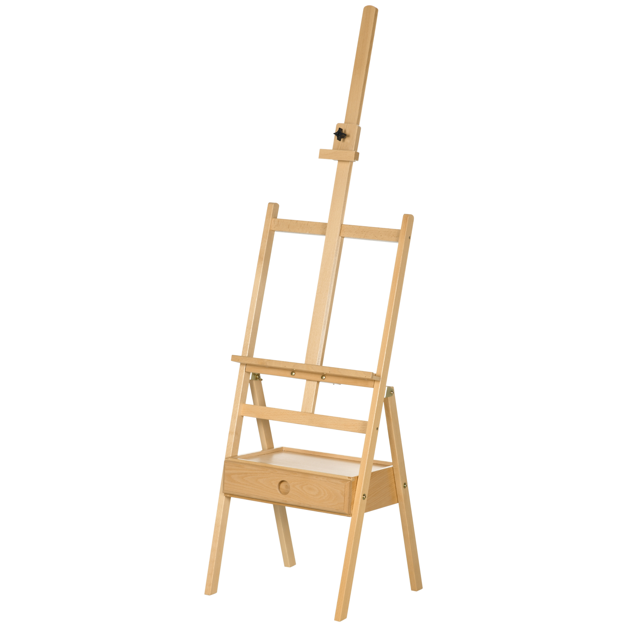 Staffelei Aus Naturholz Mit Schublade, Höhenverstellbar Bis 92 Cm
