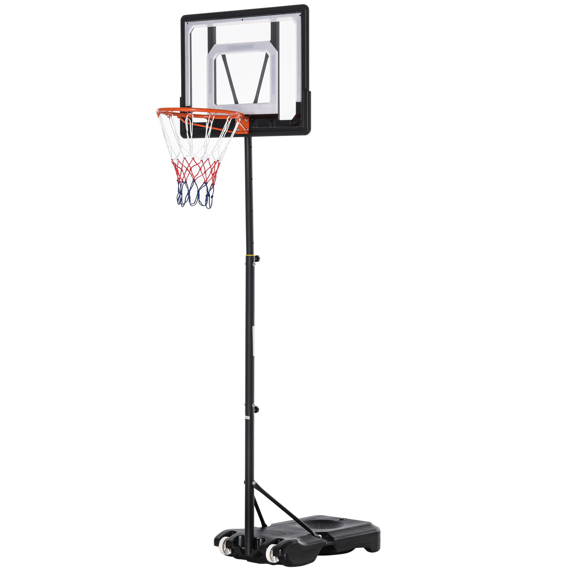 Höhenverstellbarer Basketballkorb (160–210 Cm), Stahlrahmen Und Rollenfuß, Transparentes Pe-backboard