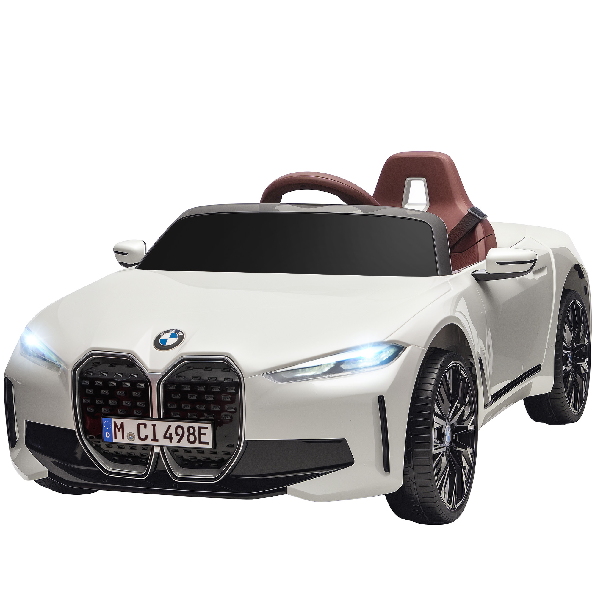 Bmw I4 12v Elektro-kinderauto, Mp3-player, Musikanlage, Beleuchtung, Sicherheitsgurt, Schwarz, 115 X 67 X 45 Cm