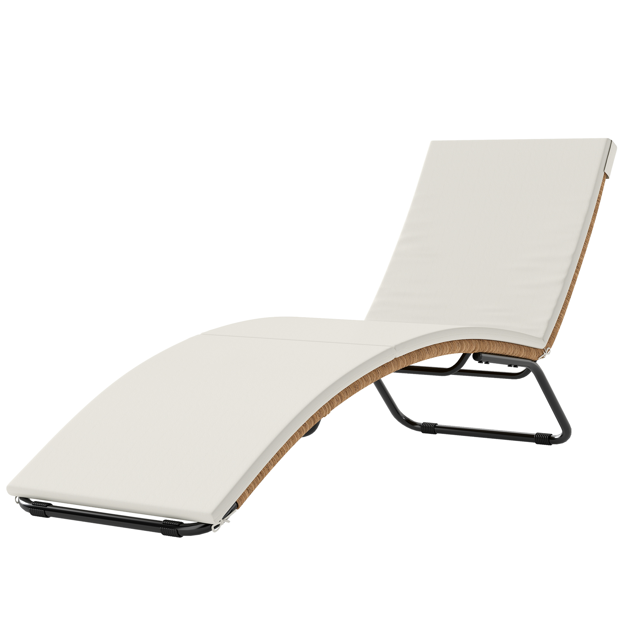 Outdoor-s-schlafsofa Mit Kissen, Aus Pe-rattan Und Stahl, 175 X 57 X 80 Cm, Creme
