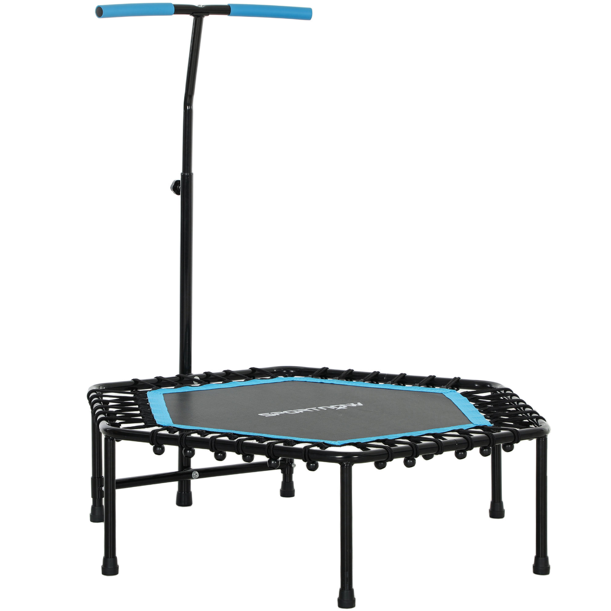 114 Cm Fitness-trampolin, Elastische Seile, 3-fach Verstellbarer Griff, Leise, Blau
