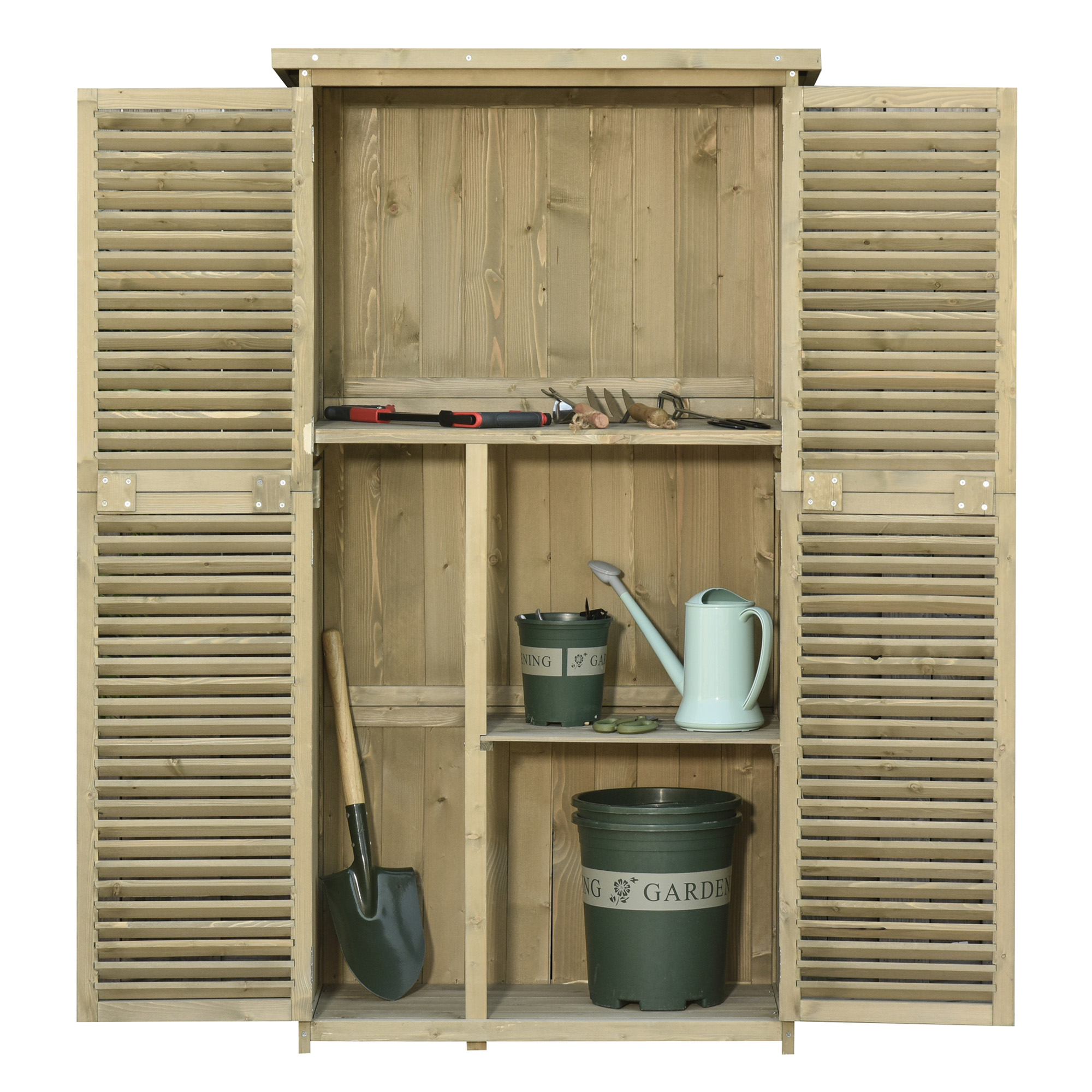Gartenbox Aus Holz Mit Wasserdichtem Dach, Werkzeugschrank Für Den Außenbereich, 4 Fächer, 87 X 46,5 X 160 Cm, Grau