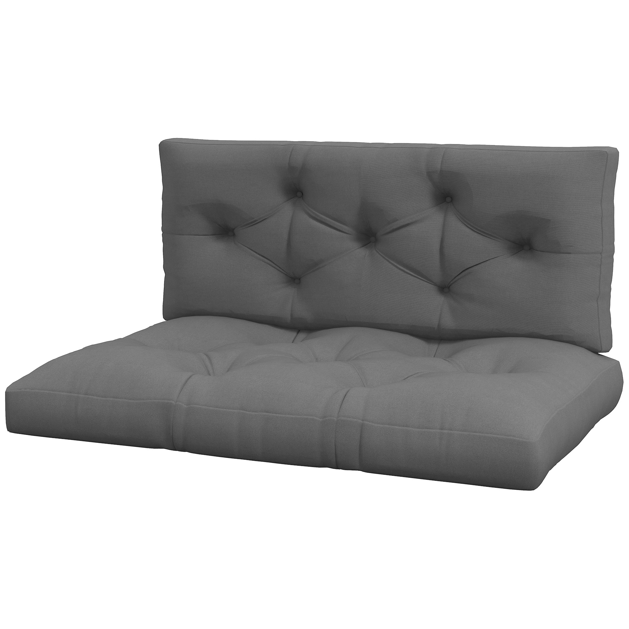 Set Mit 2 Palettensofakissen, 2-sitzer, 120 X 80 X 12 Cm, Graues Polyester