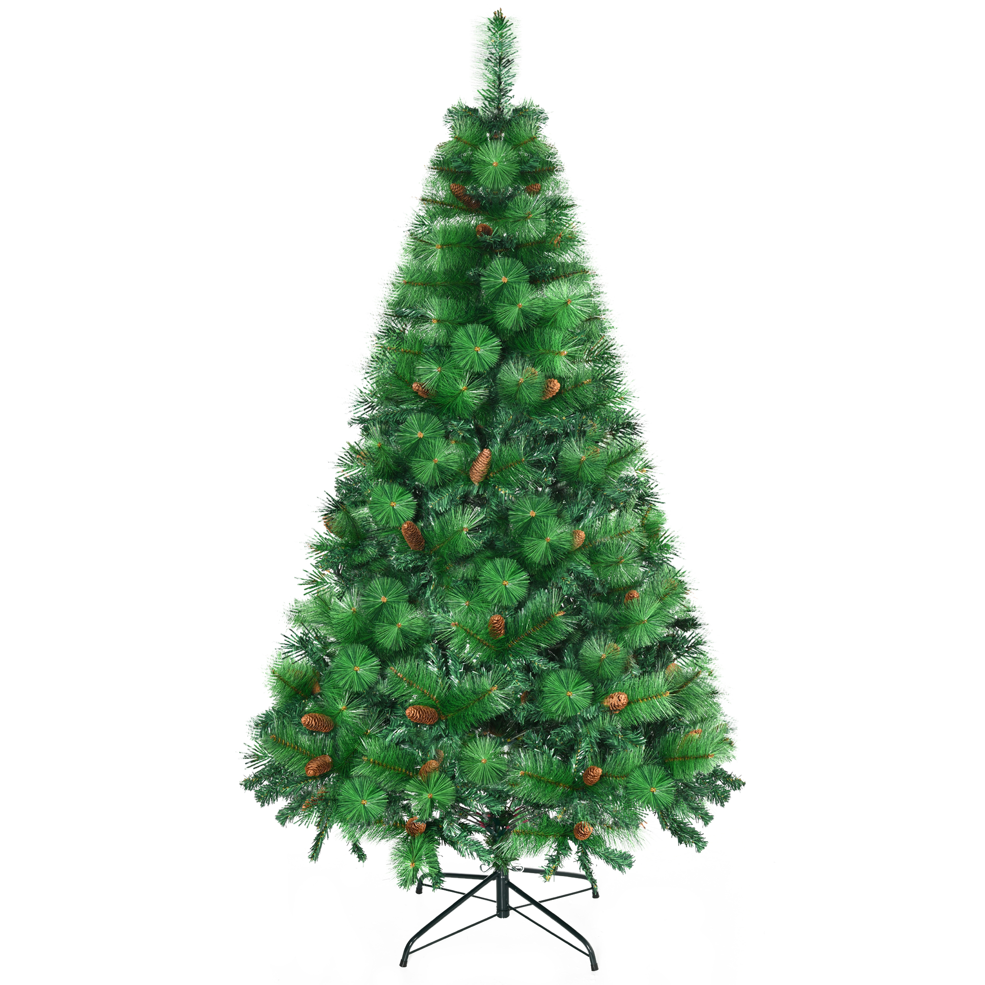 Feuerfester Weihnachtsbaum, 782 Zweige, Tannenzapfen, Metallfuß, Pe/pvc, 116 X 180 Cm, Grün
