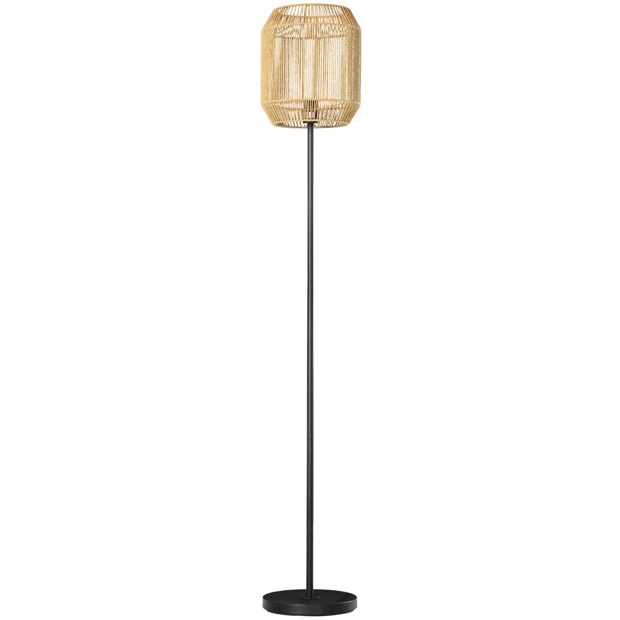 Stehlampe Fürs Wohnzimmer Mit Lampenschirm Aus Papierseil Im Naturdesign, E27-fassung, Max. 40 W – 26 Cm Ø X 164 Cm H