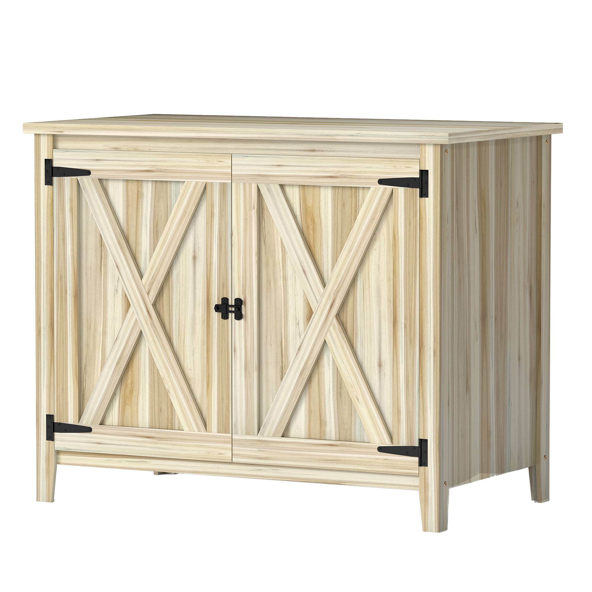 Gartenschrank Aus Naturholz Mit Doppelten Einlegeböden Und Türen, 110 X 60 X 88,5 Cm