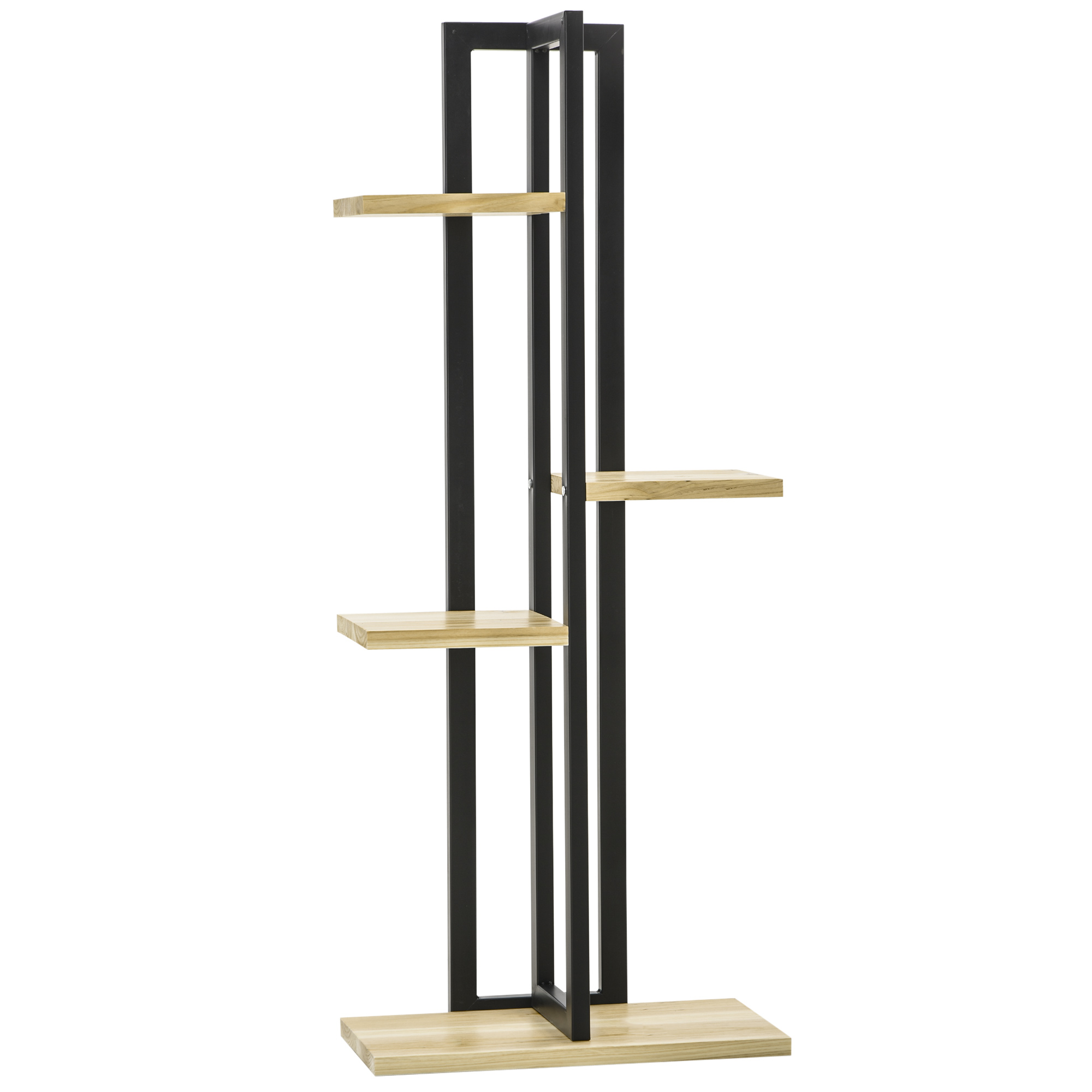 Vierstufiges, Gestuftes Pflanzenregal Mit Unterschiedlichen Höhen, Industriestil, Holz, 45 X 25 X 110 Cm