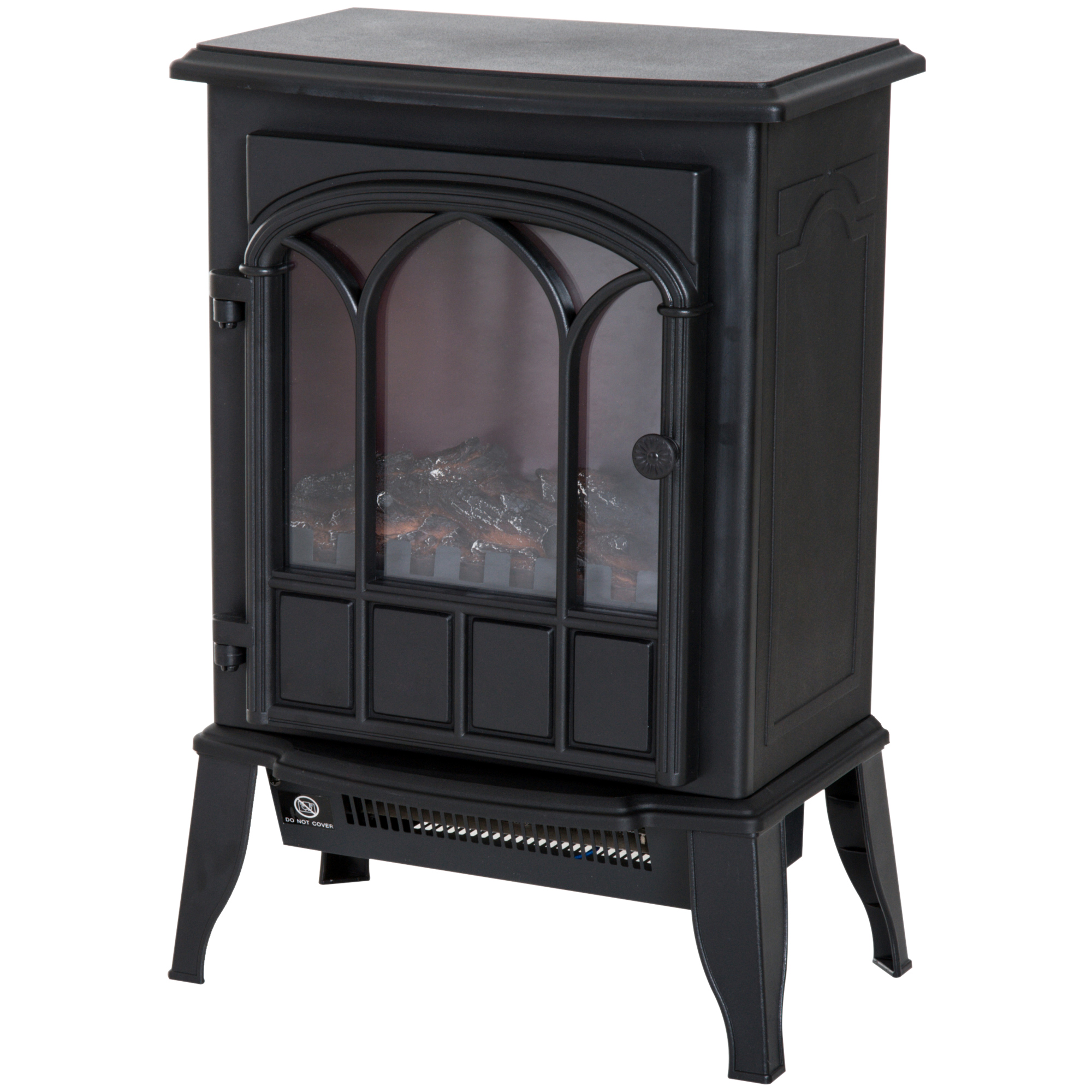 Elektrischer Kamin 1000 W/2000 W Mit Flammeneffekt, Einstellbarer Helligkeit, Einstellbarem Thermostat Und Überhitzungsschutz, 39 X 23 X 56,5 Cm, Schwarz
