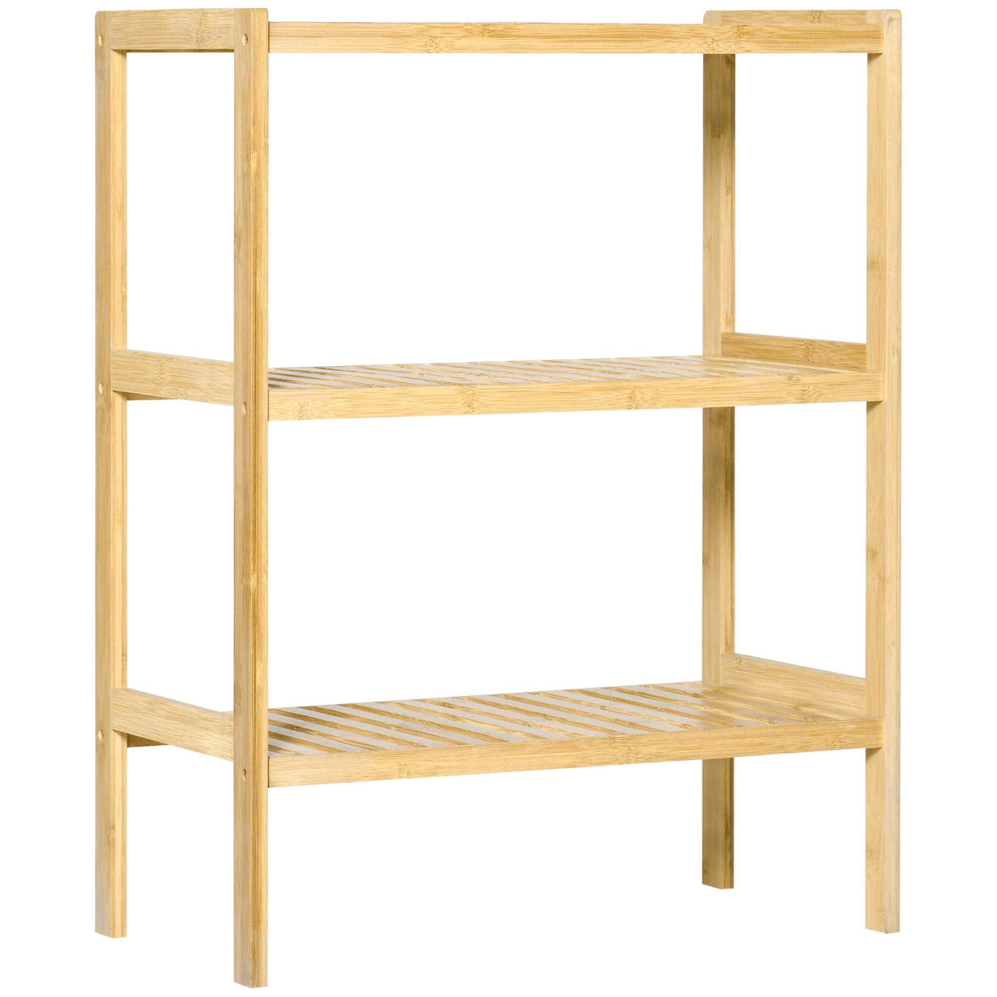 Vielseitiges, Platzsparendes 3-stöckiges Bambusregal, Geeignet Für Bad, Wohnzimmer Und Küche, Einfache Montage, 62 X 33 X 80 Cm, Naturfarbe