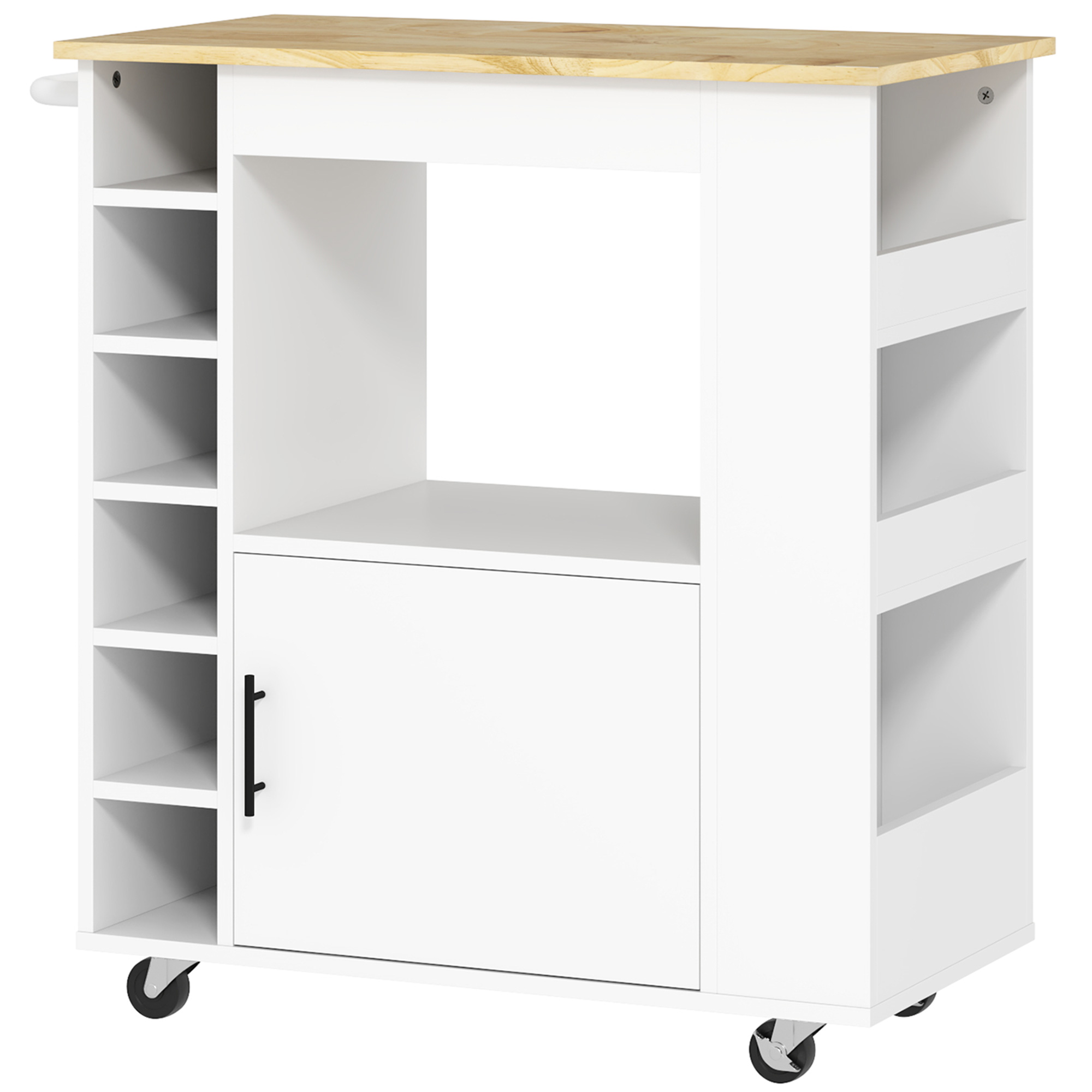 Rollbarer Küchenschrank Mit Regalen, Schrank Und Flaschenregal, 83 X 40 X 83 Cm, Eiche