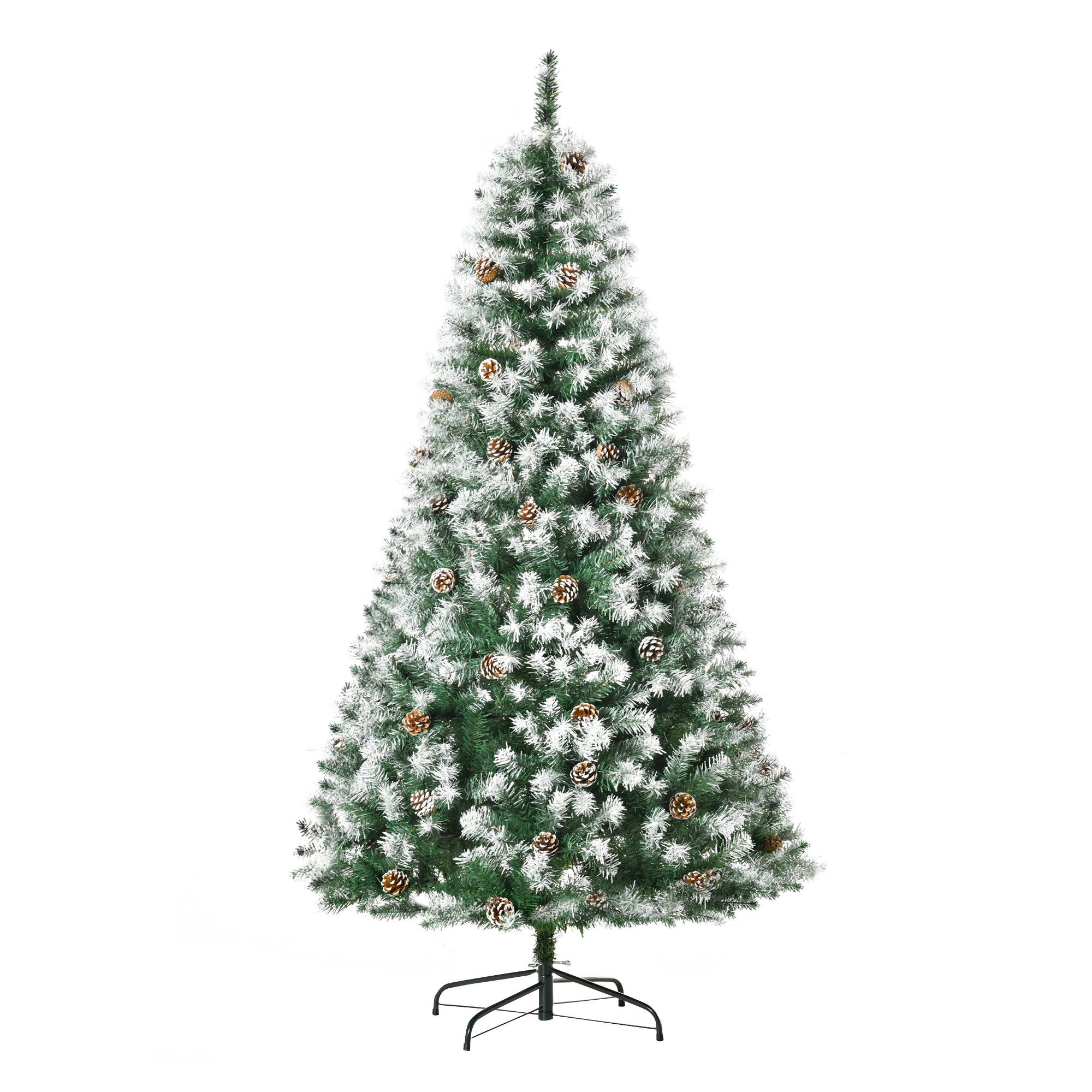 Künstlicher, Schneebedeckter Weihnachtsbaum, 180 Cm, 800 Zweige Mit Tannenzapfen, Automatisches Öffnen, Klappständer, Grün