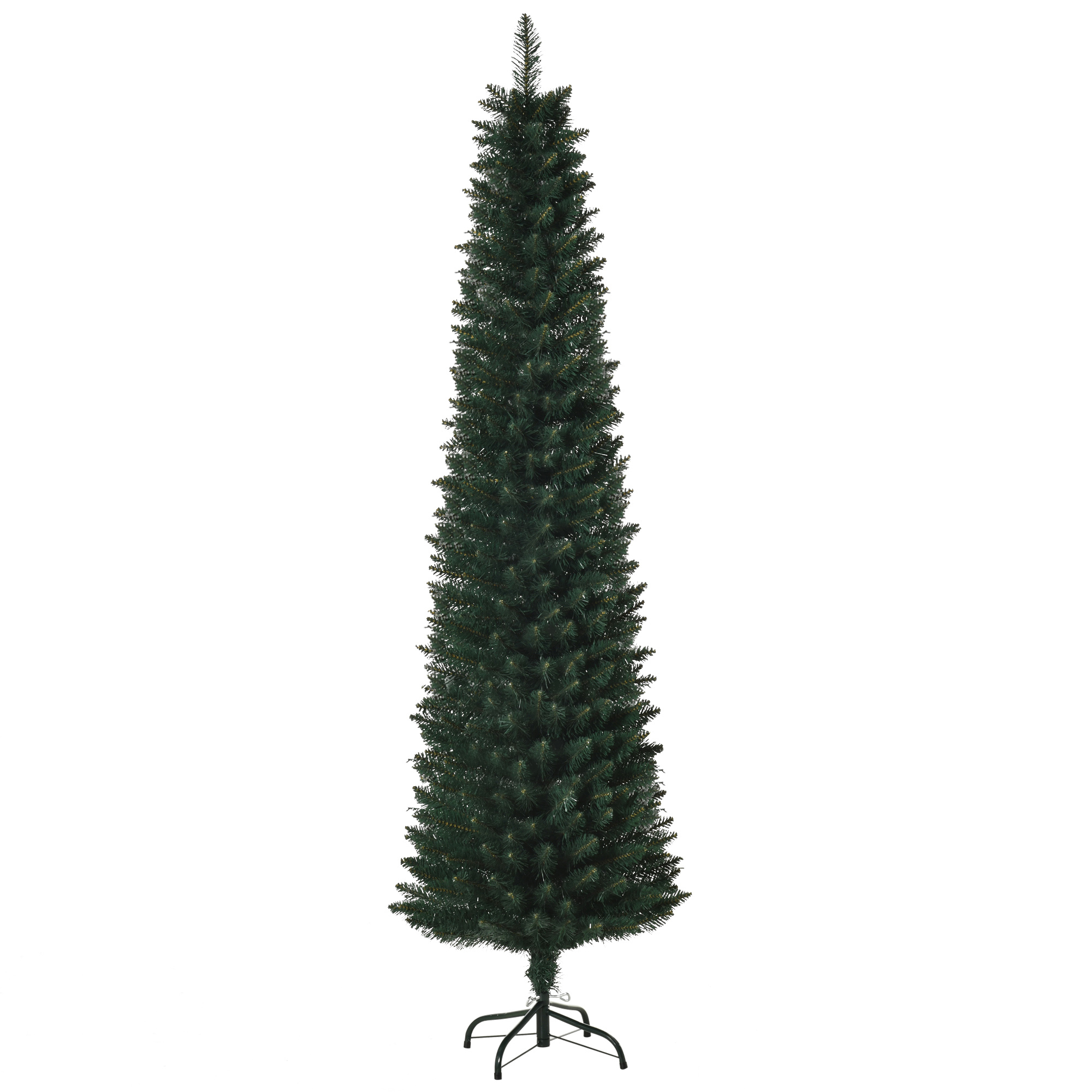 Schlanker Weihnachtsbaum, 180 Cm Hoch, Mit Klappständer, Künstlicher Baum Mit 380 Zweigen, Pvc Und Metall, Grün