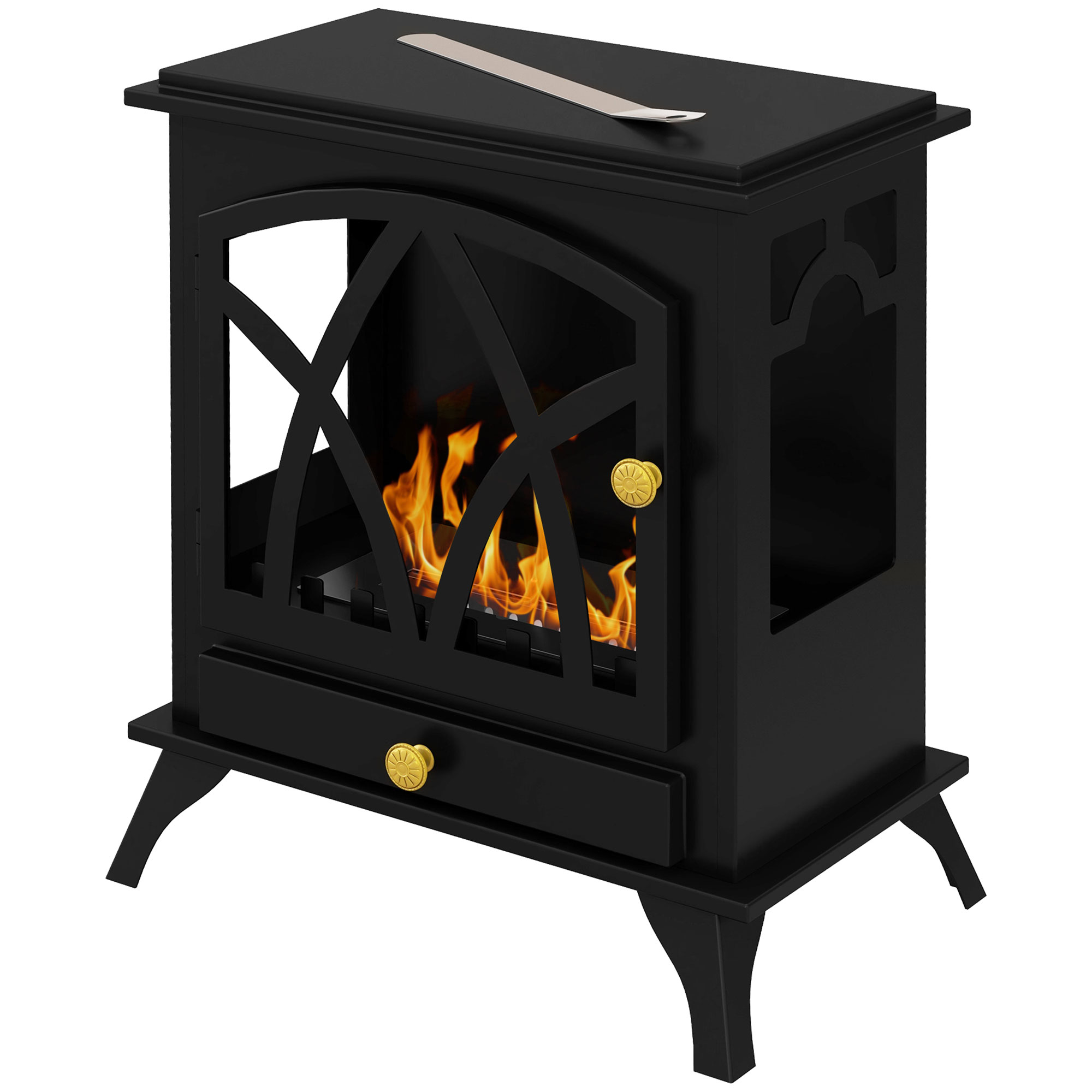 Bioethanol-standkamin, 1,2-liter-brenner, Geeignet Für 25 M², 45 X 28 X 54 Cm, Schwarz