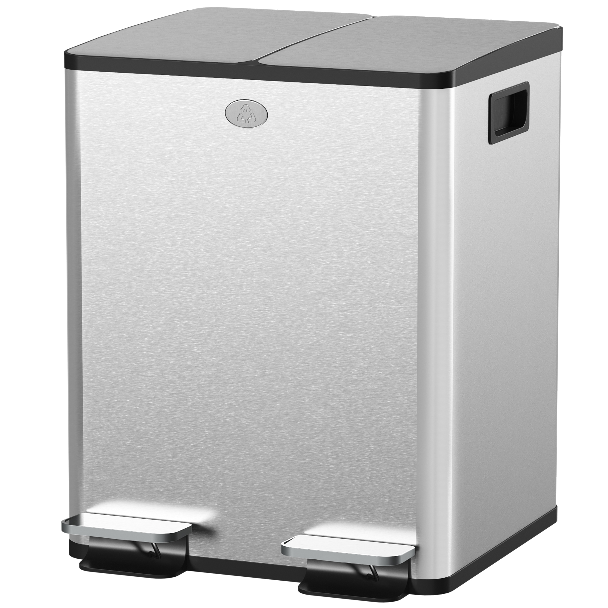 Doppelter Küchenabfalleimer, 2 X 20 L, Deckel Mit Soft-close-funktion, Herausnehmbare Inneneimer Mit Griffen