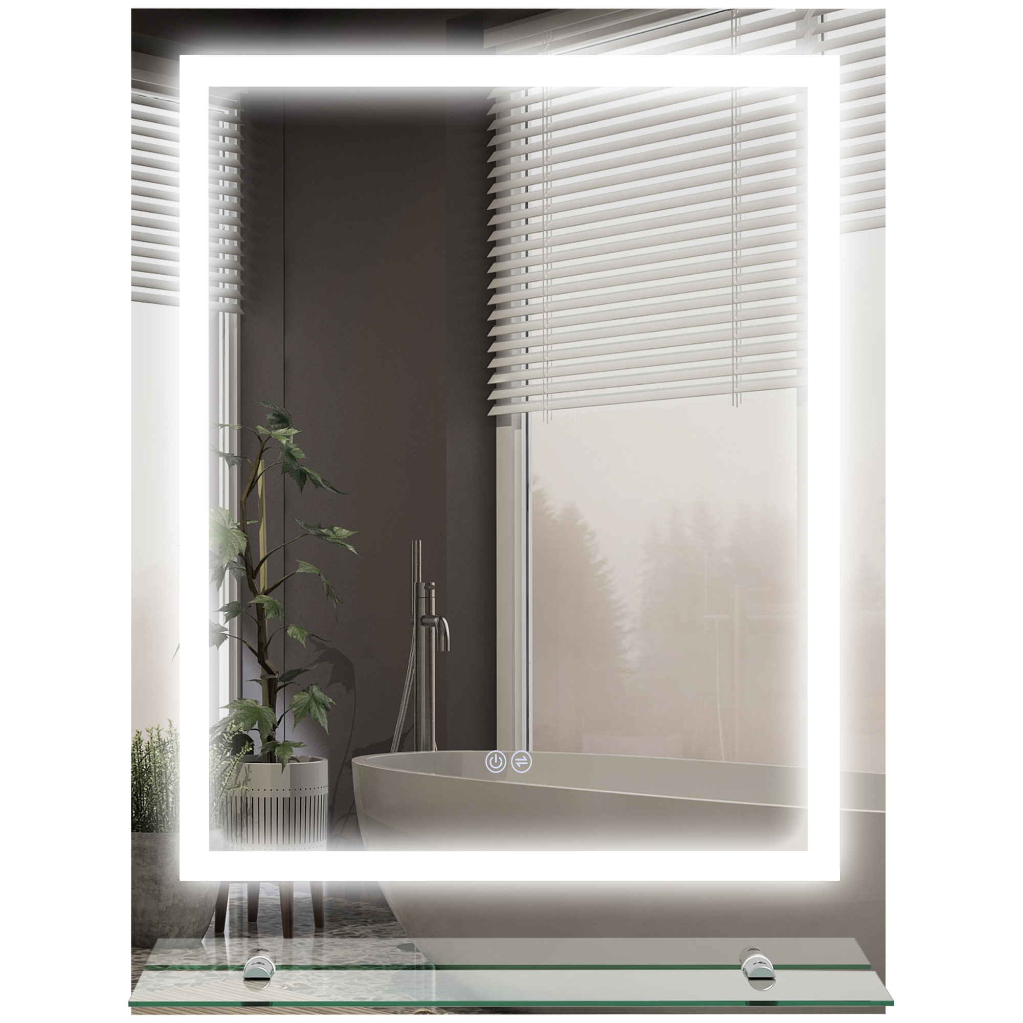 Rechteckiger 80x60 Cm Led-wandspiegel Für Badezimmer Mit Beleuchtung