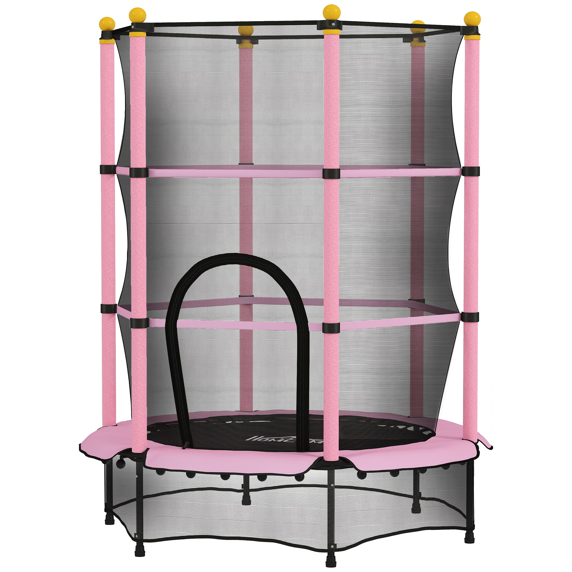 Hüpfmatte Für Kinder Mit Sicherheitsnetz Und Gepolsterten Stangen, 3–10 Jahre, Ø 140 X 190 Cm, Rosa