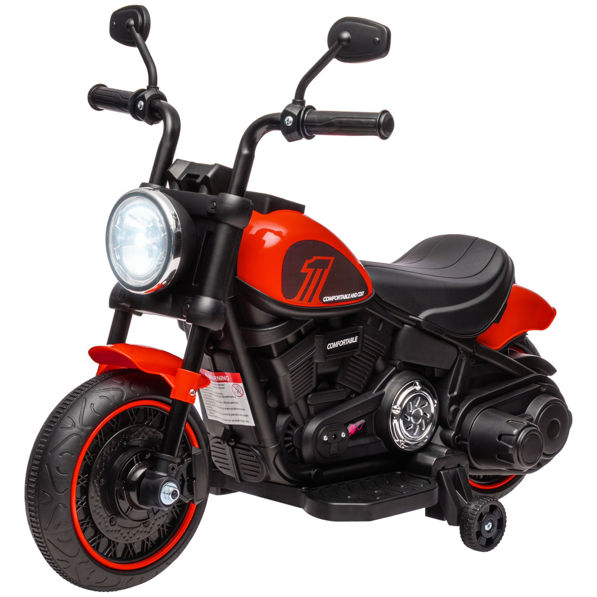 Elektromotorrad Für Kinder, 3 Km/h, 6 V, Led-scheinwerfer, Zweiradantrieb, 18–36 Monate, Leistungsstarker Motor, Rot
