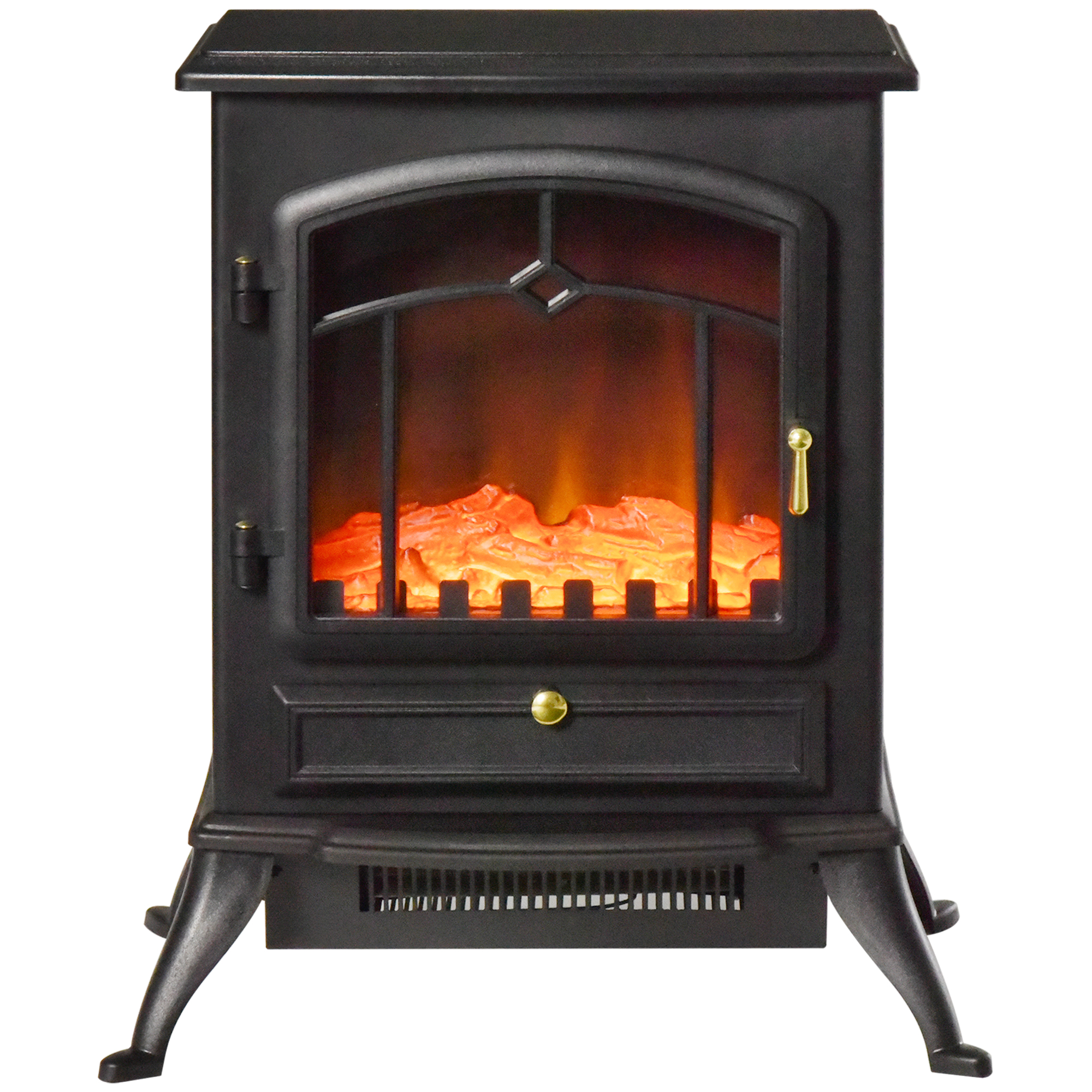 Elektrischer Standkamin Mit Flammeneffekt, 1000 W/2000 W, Mit Überhitzungsschutz Und Thermostat, Aus Abs Und Glas, 45 X 28 X 54 Cm, Schwarz