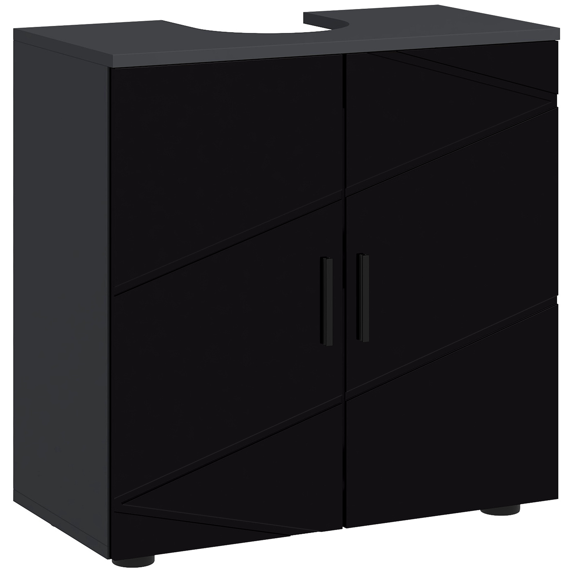 Waschtischunterschrank Mit 2 Türen, 60 X 30 X 60 Cm, Schwarz