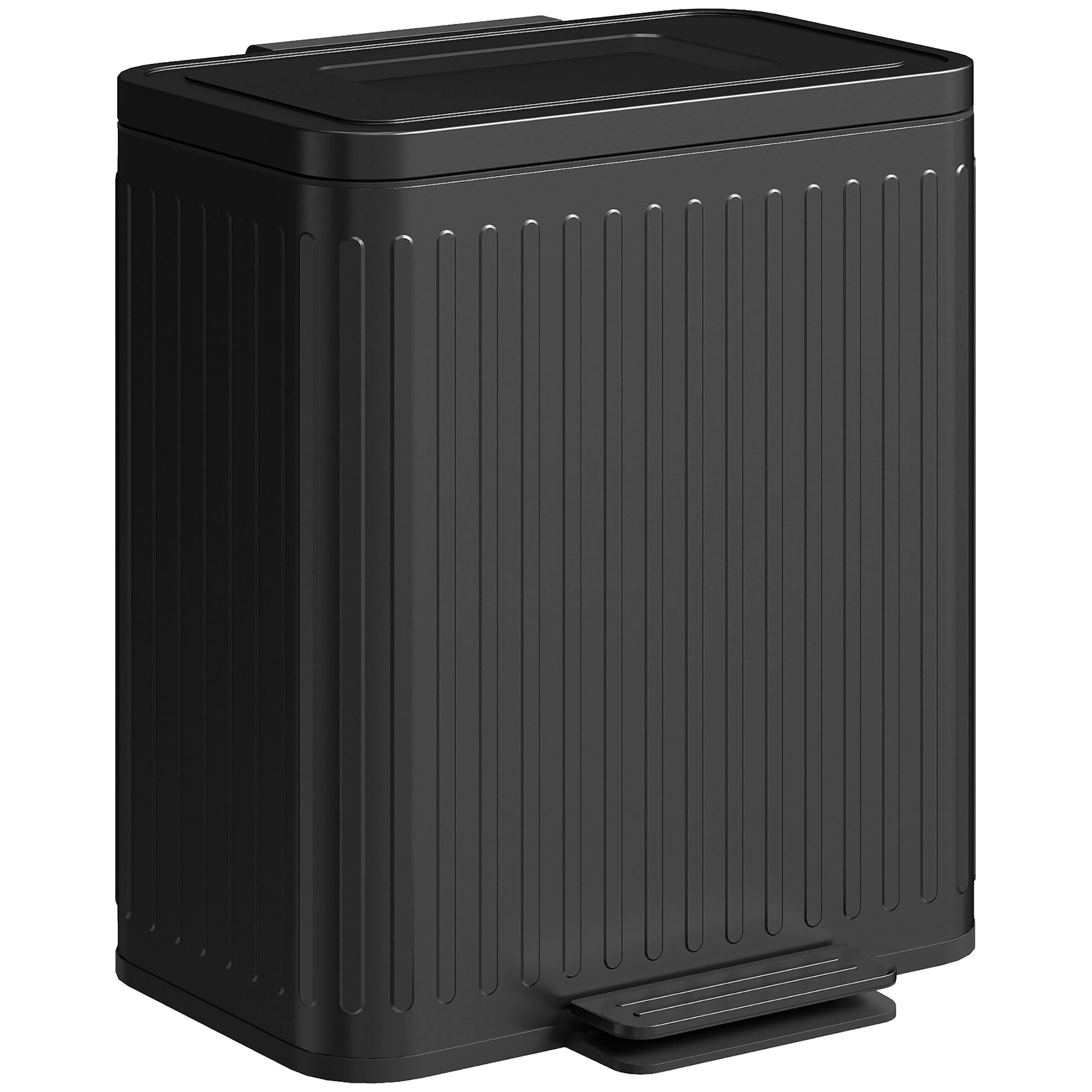 Doppelkammer-abfalleimer (2 X 20 L), Pedalbetätigter Küchenabfalleimer, Herausnehmbare Behälter, 45,5 X 36,5 X 51 Cm, Schwarz