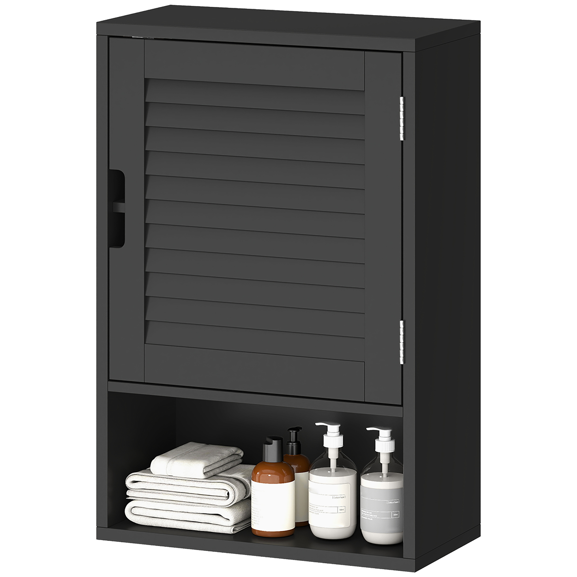 Badezimmer-wandschrank Mit Verstellbarem Einlegeboden Und Soft-close-tür, 40 X 20 X 60 Cm, Schwarz