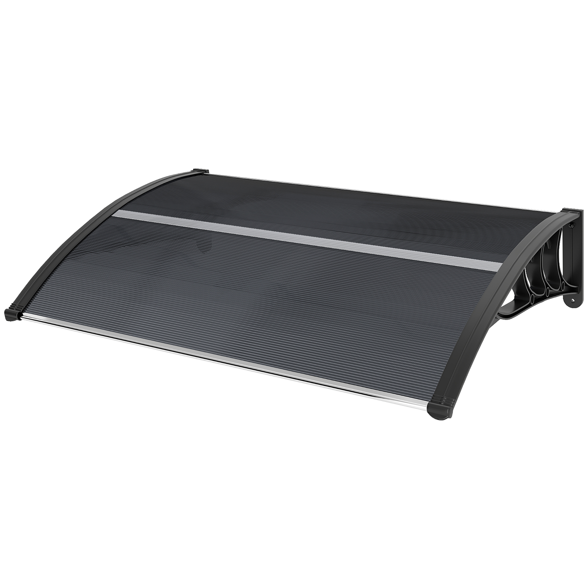 Robustes Außentürvordach Aus Polycarbonat Und Aluminium, 100 X 75 Cm, Schwarz