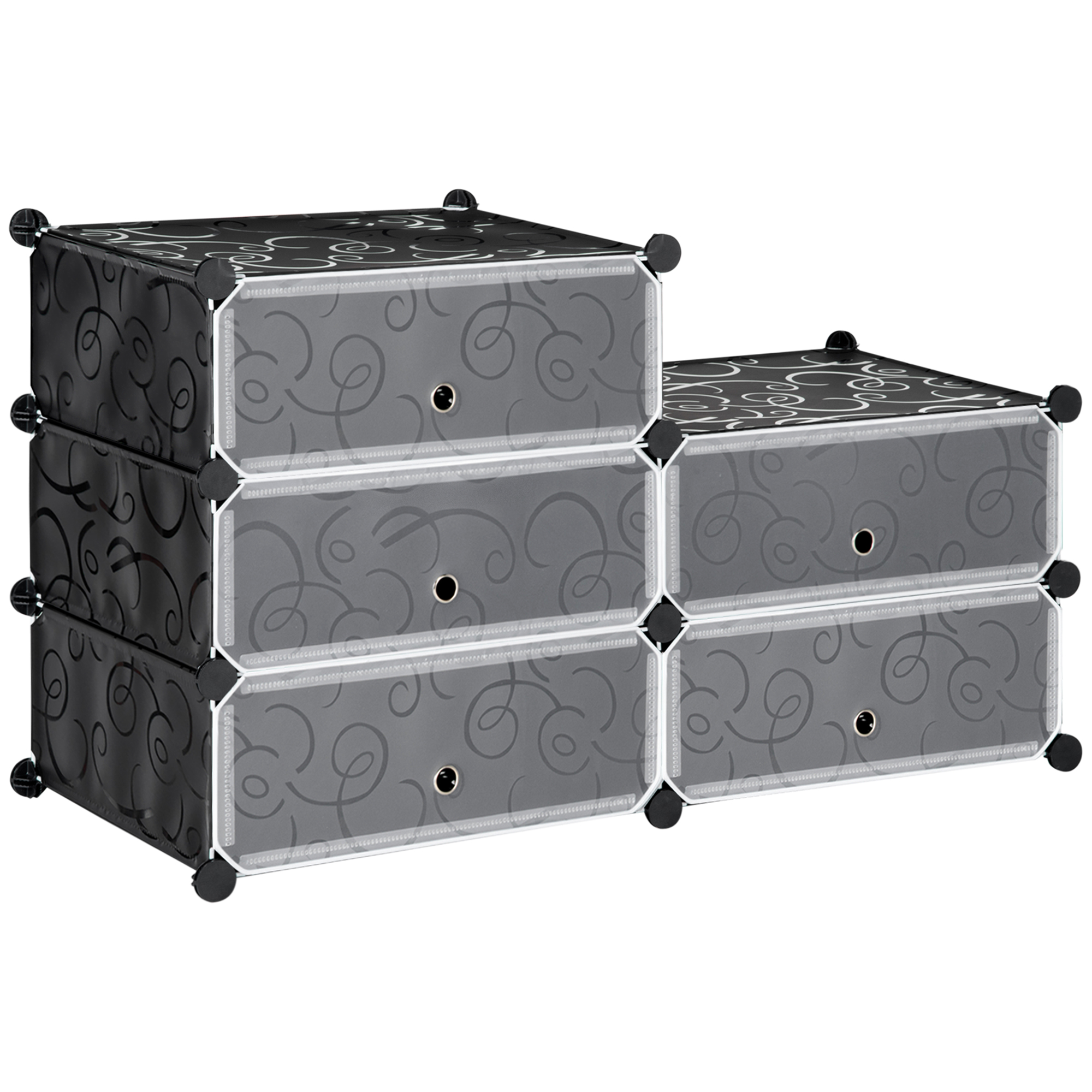 Modulares Schuhregal Mit 6 Stapelbaren Fächern, Schwarz