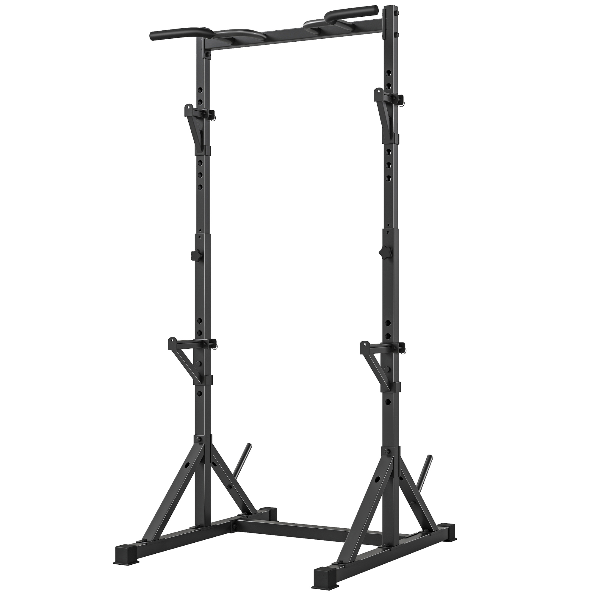 Verstellbarer Doppel-squat-ständer Mit Scheibenhalter Und Klimmzugstange, Stahl, 112–100 X 201–217 Cm, Schwarz
