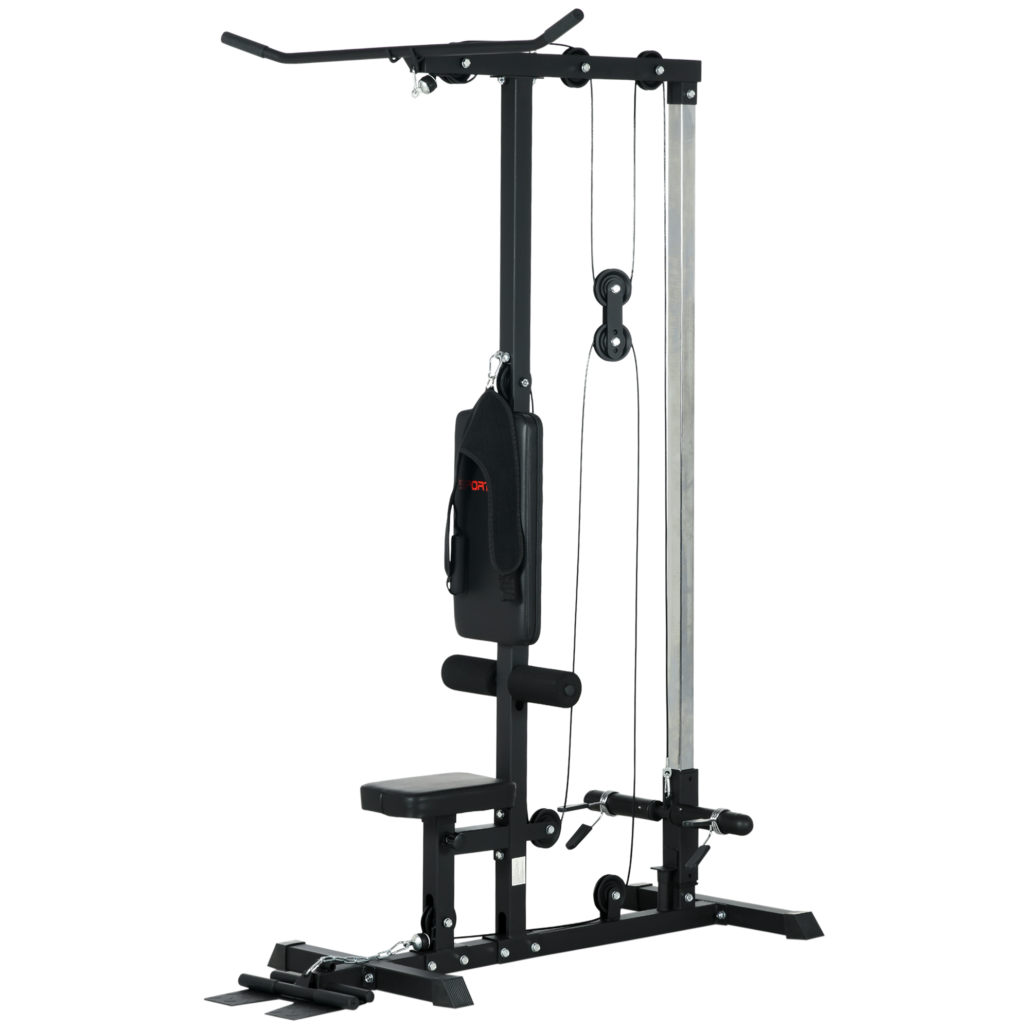 Krafttrainingsstation Mit Seilzugsystem, Brustzug, Latzug Und Bank