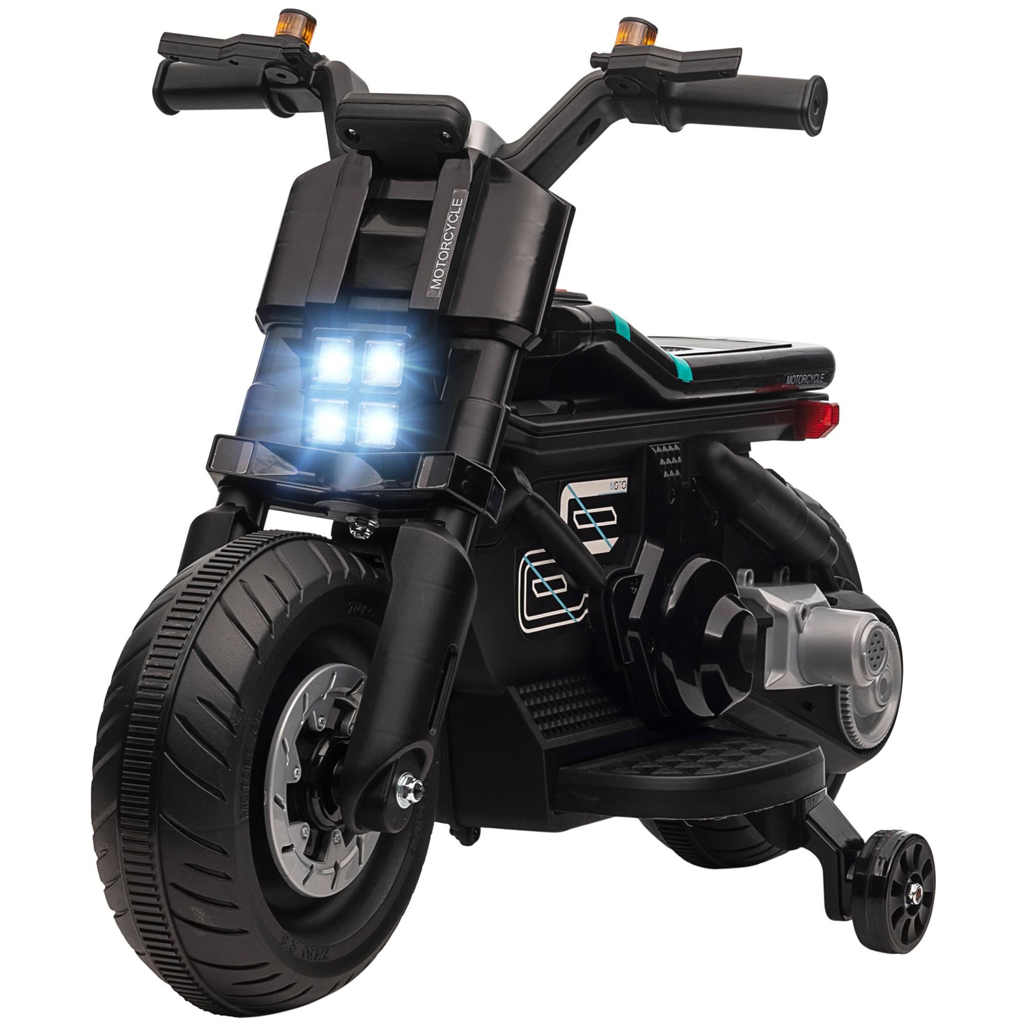 Elektrisches Motorrad Für Kinder Von 3–5 Jahren, Pp-metall, Räder, Hupe, Musik, 86 X 44 X 58 Cm, Schwarz