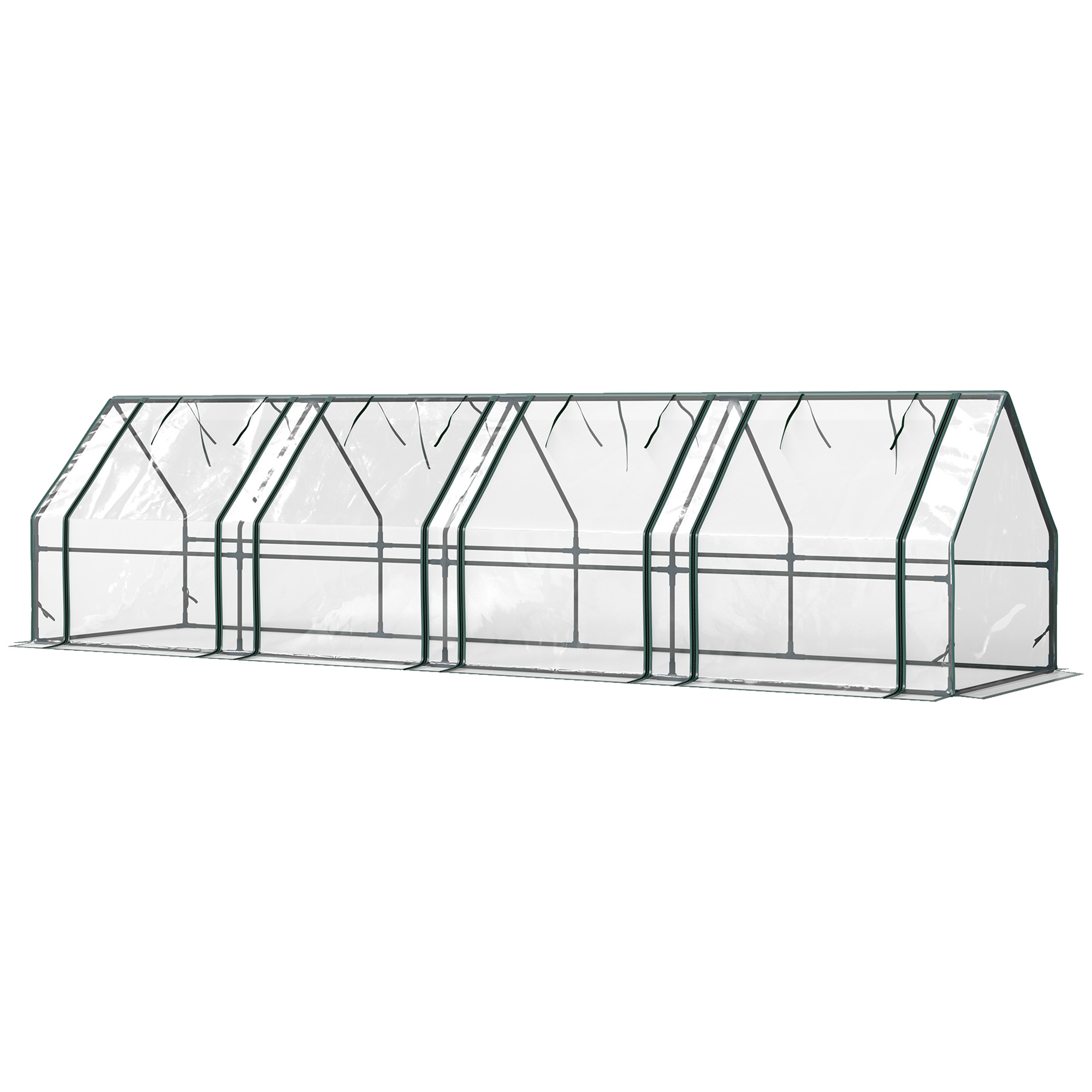 Mini-gewächshaustunnel Mit 4 Fenstern, Aufrollbarem Reißverschluss, Stahl, 140 G/m² Pe, Uv-beständig, 360 X 90 X 90 Cm, Transparent