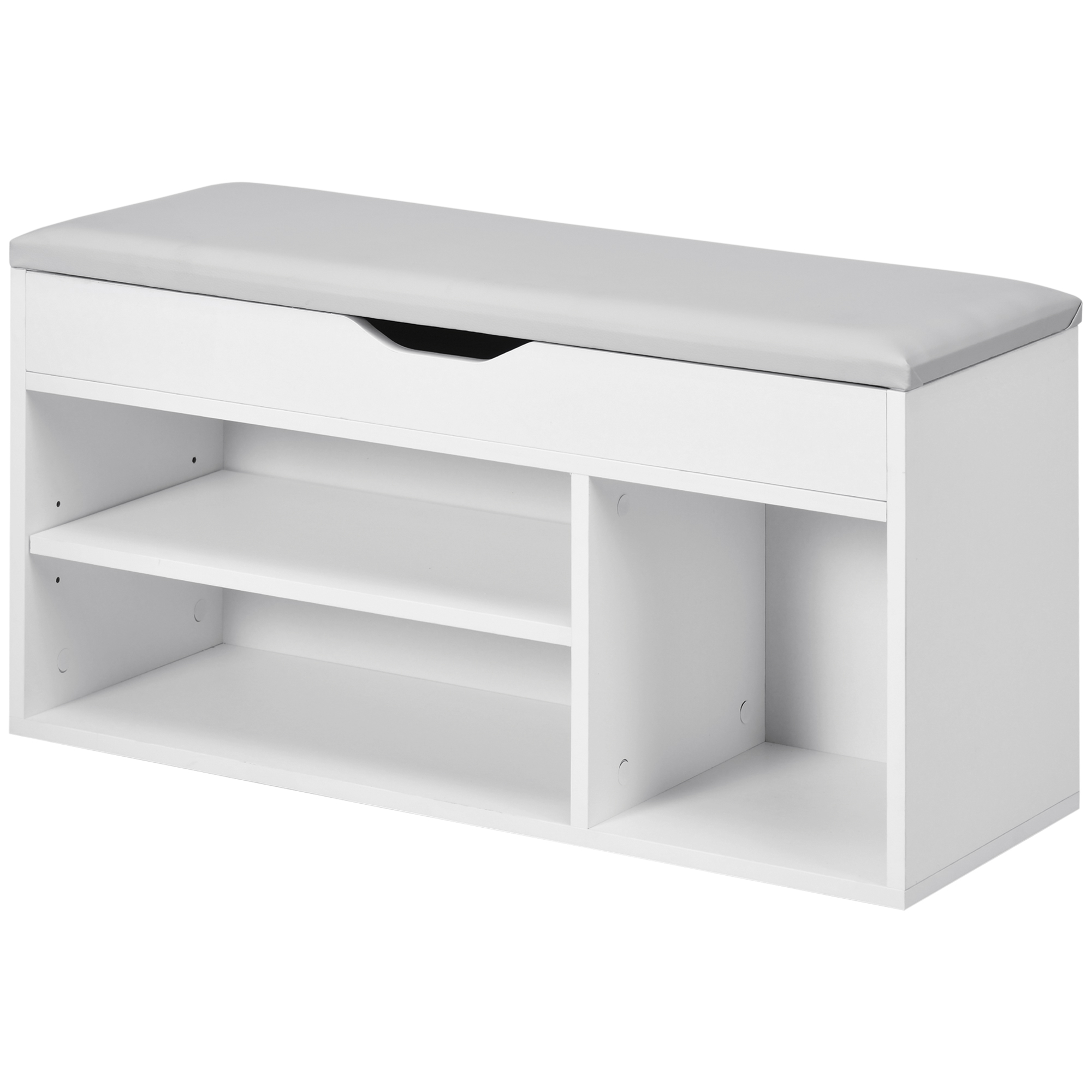 Zweistöckiger Schuhschrank Mit Nische, Integriertem Staufach Und Weißem Kissen