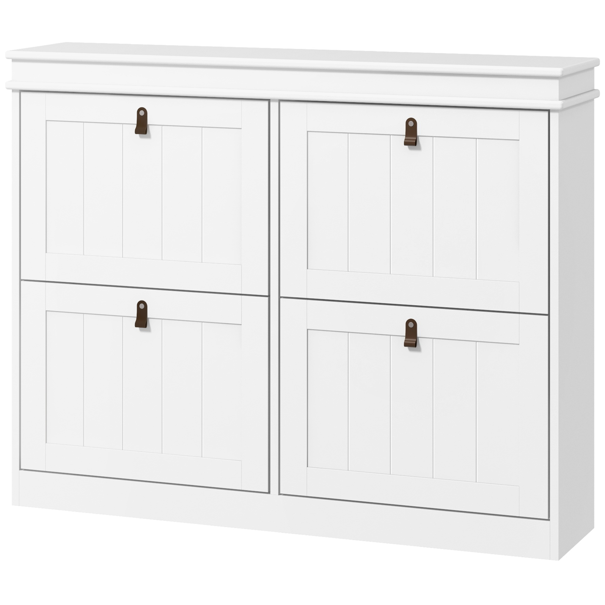 Schuhschrank Für 20 Paar Schuhe, 4 Klappschubladen, Verstellbare Einlegeböden, 105 X 24 X 82,5 Cm, Weiß
