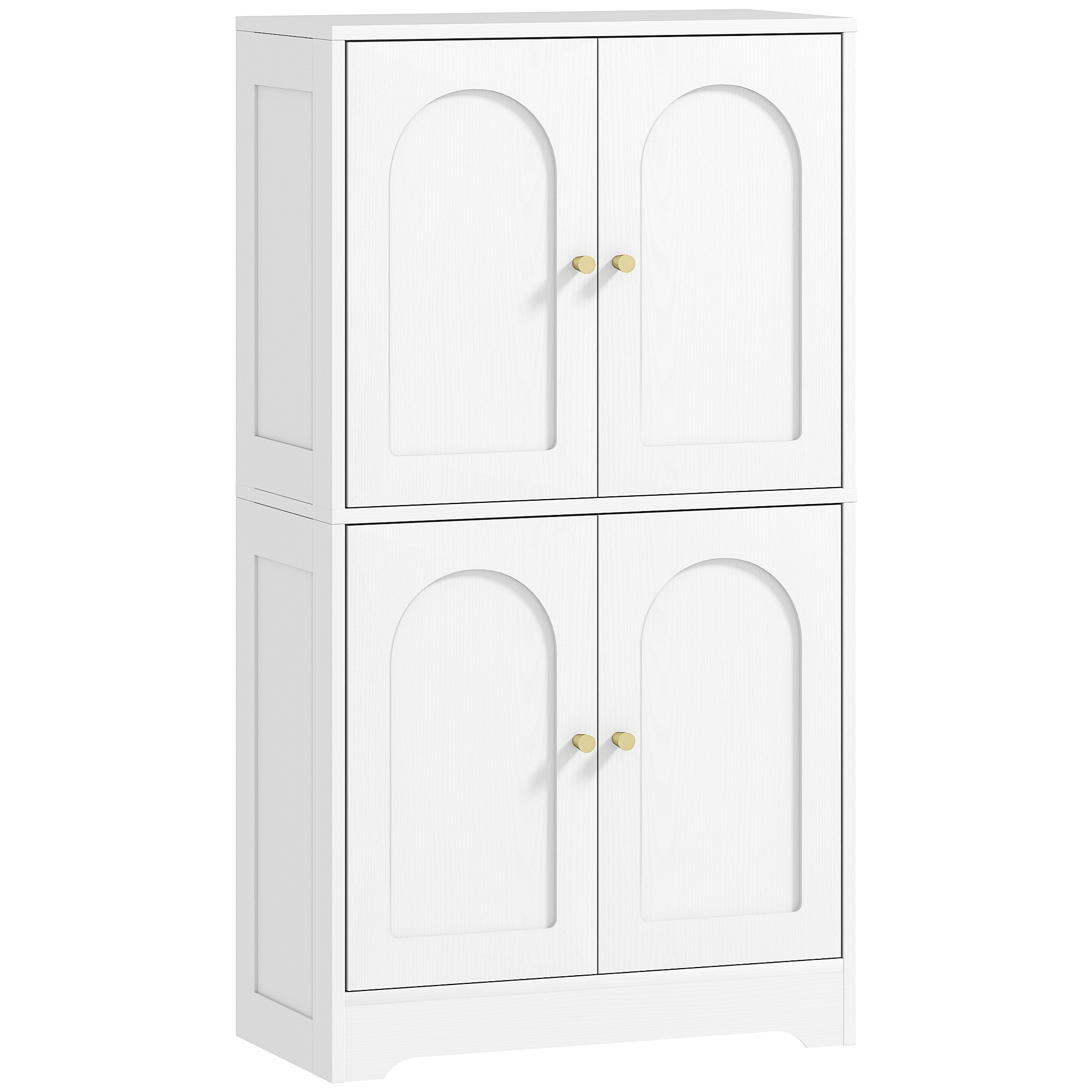 Weißes Küchen-sideboard Mit 4 Bogentüren Und 2 Verstellbaren Einlegeböden, 60 X 30 X 110 Cm